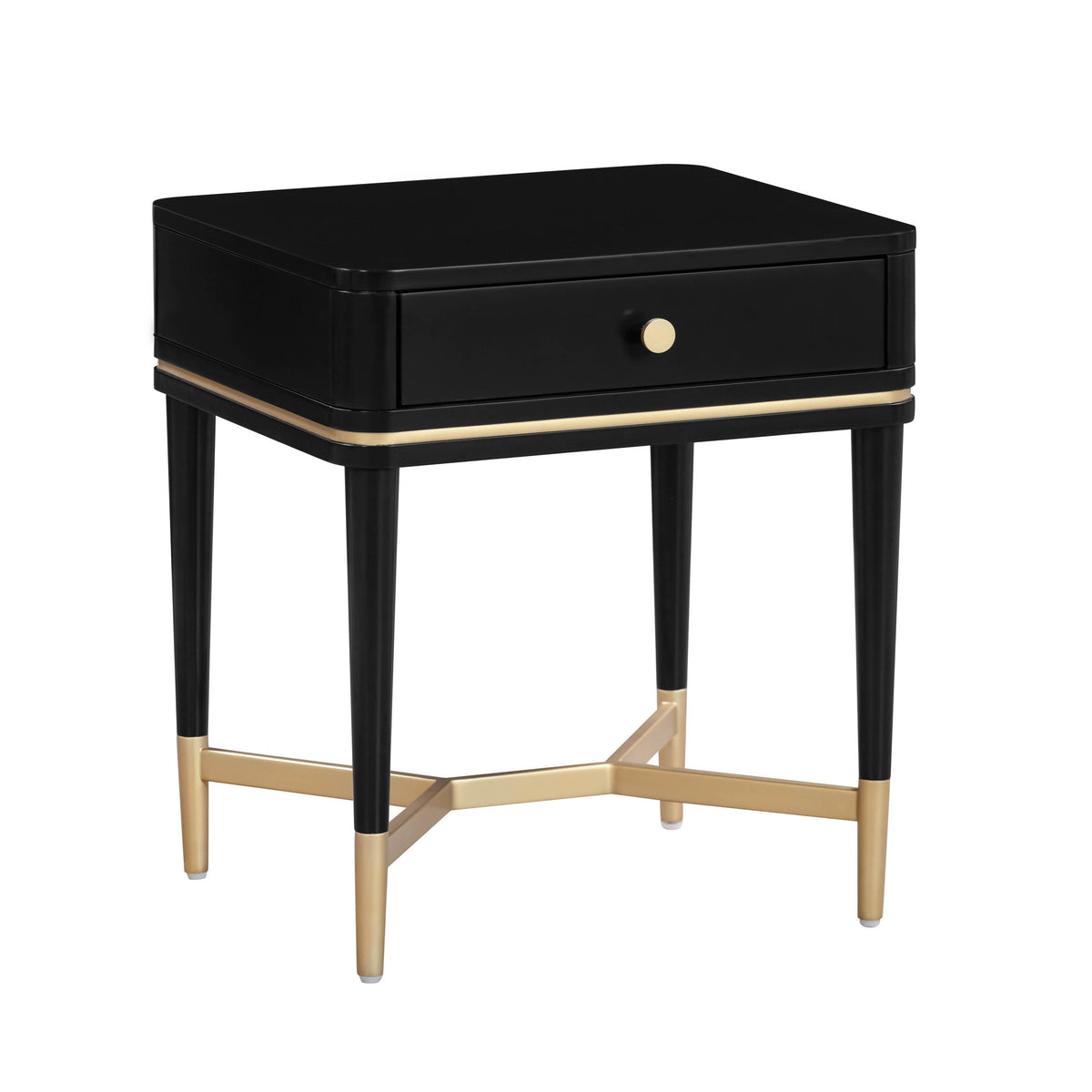 Julieta 19" Acacia Wood Nightstand With Drawer — Black null