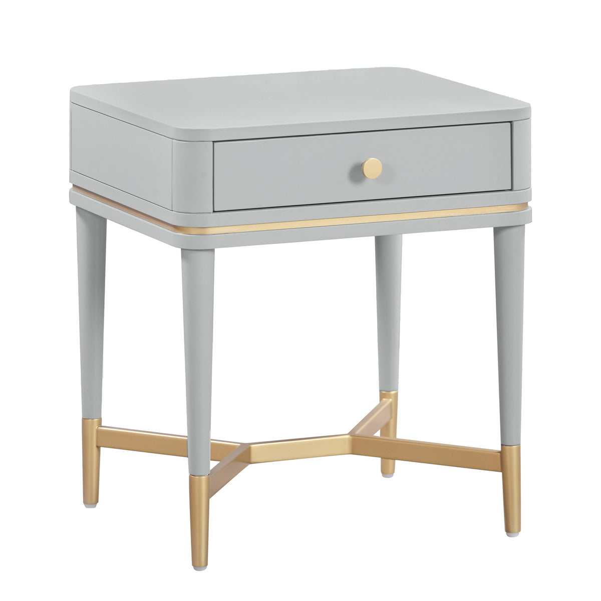 Julieta 19" Acacia Wood Nightstand With Drawer — Grey null