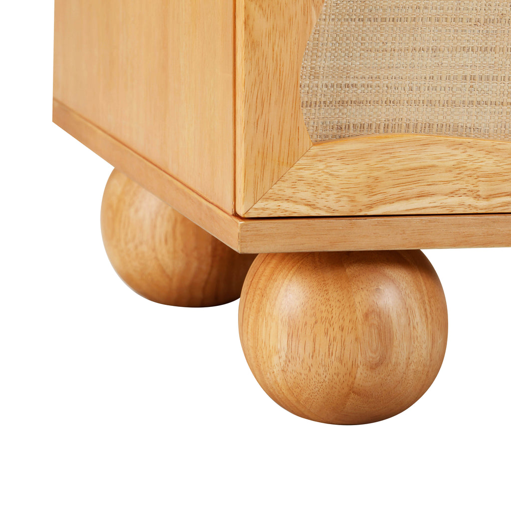 Grappa 62" Natural Wood &amp; Raffia Wavy 6-Drawer Dresser