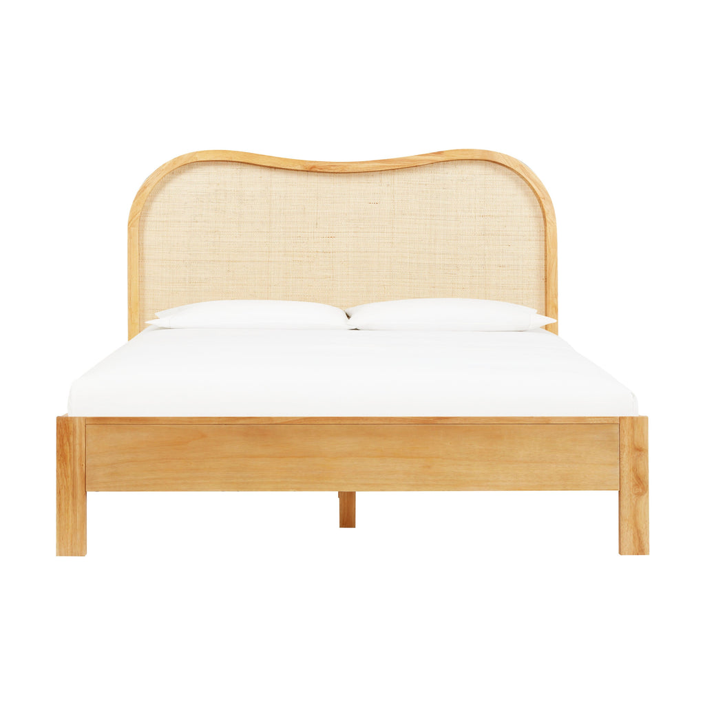 Grappa Natural Wood &amp; Raffia Bed