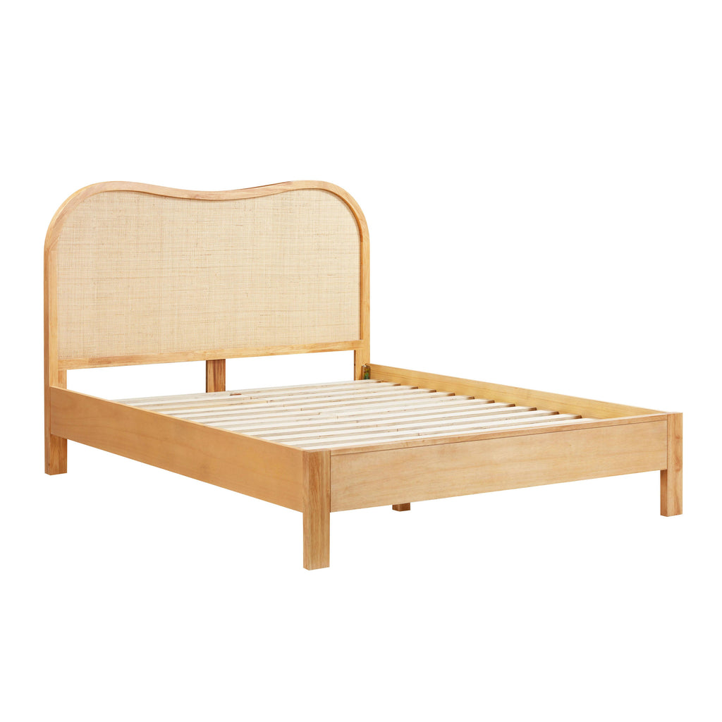 Grappa Natural Wood &amp; Raffia Bed