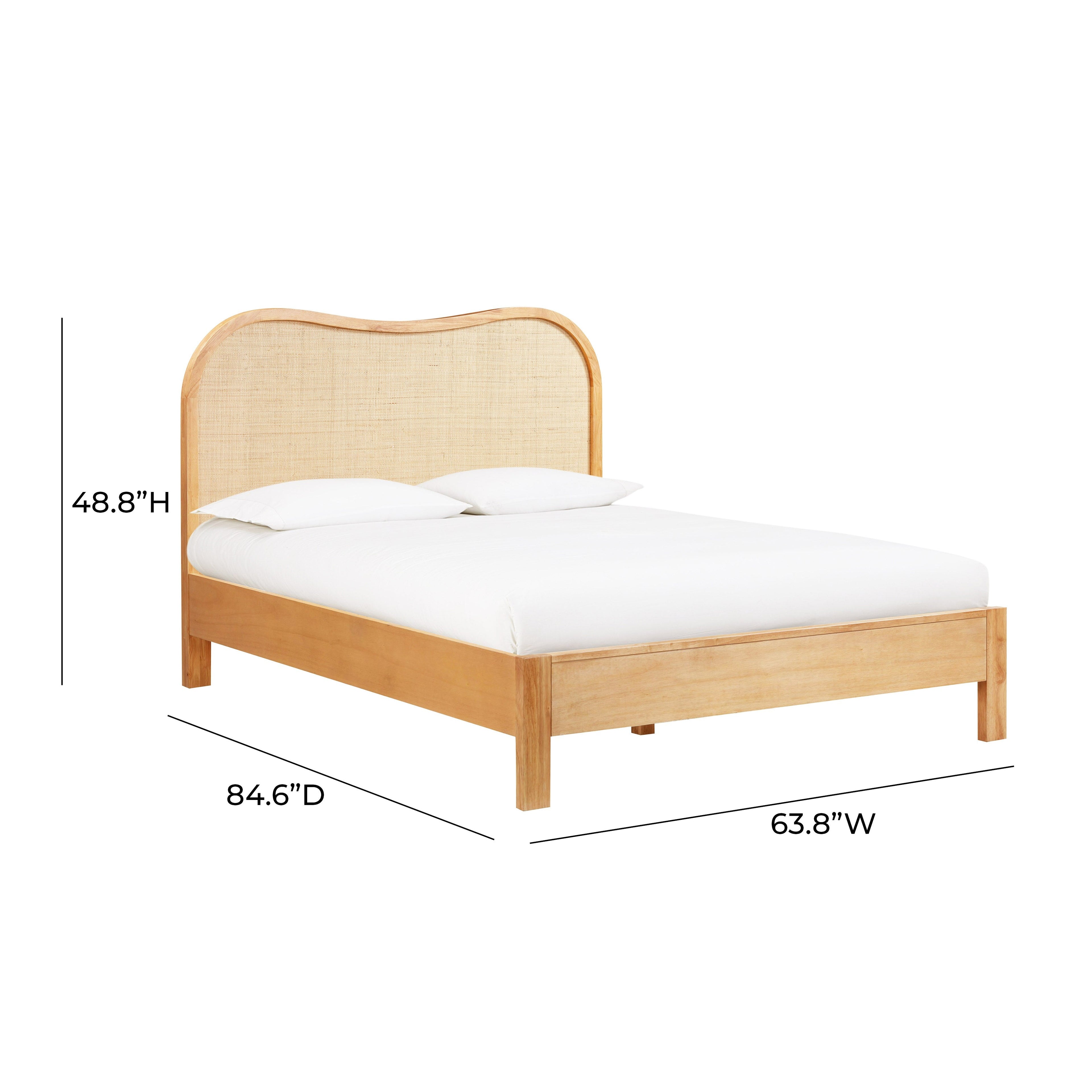 Grappa Natural Wood &amp; Raffia Bed