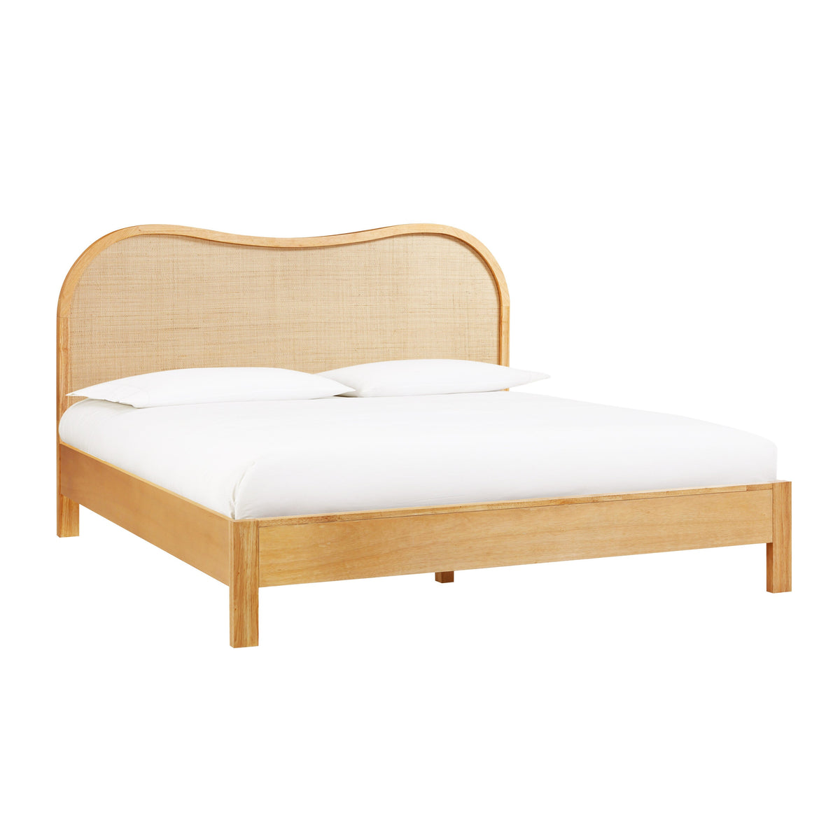 Grappa Natural Wood &amp; Raffia Bed — Natural King