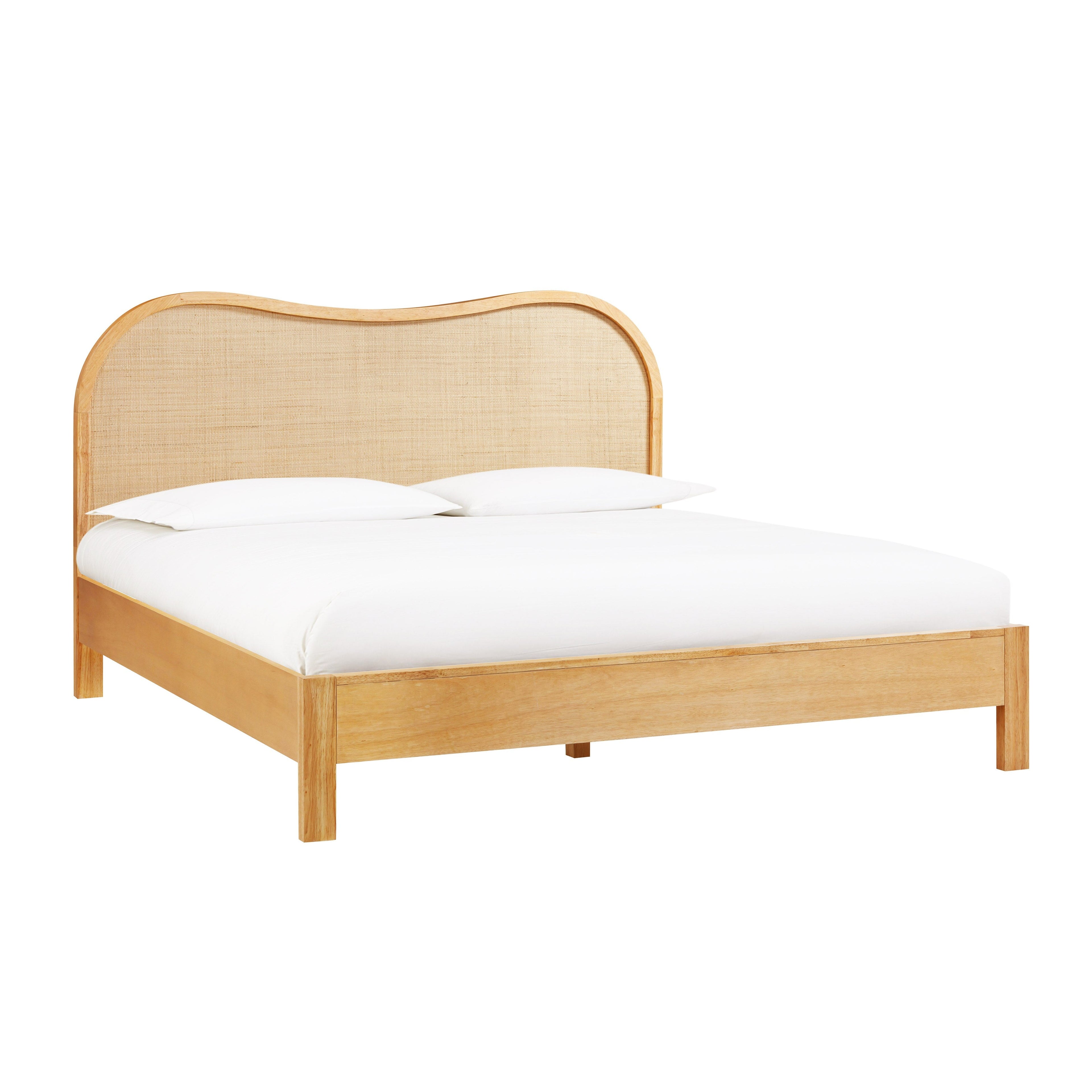 Grappa Natural Wood &amp; Raffia Bed