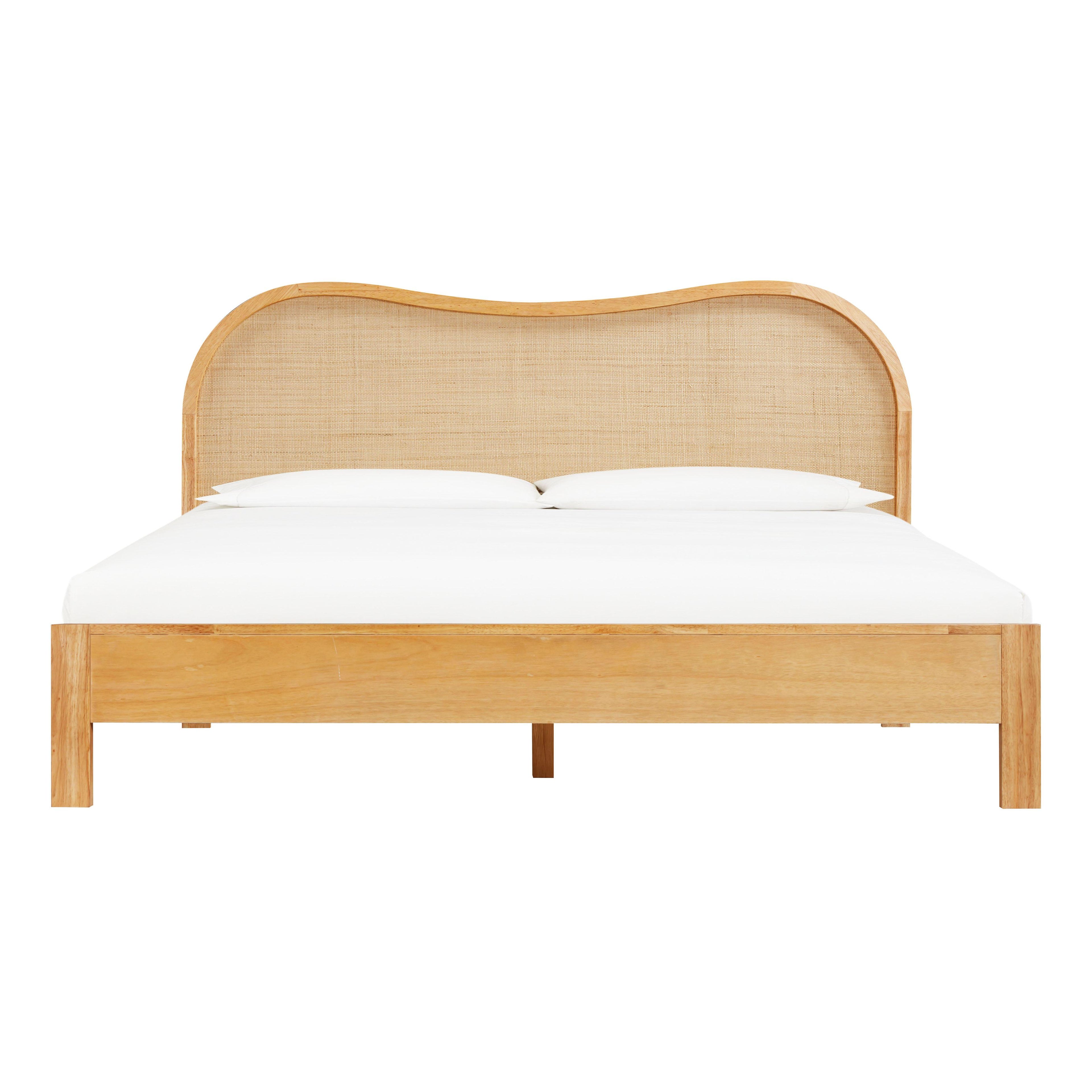 Grappa Natural Wood &amp; Raffia Bed