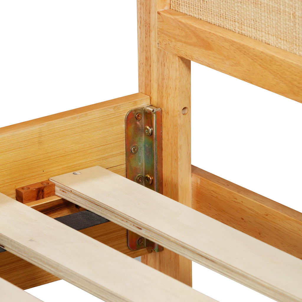 Grappa Natural Wood &amp; Raffia Bed