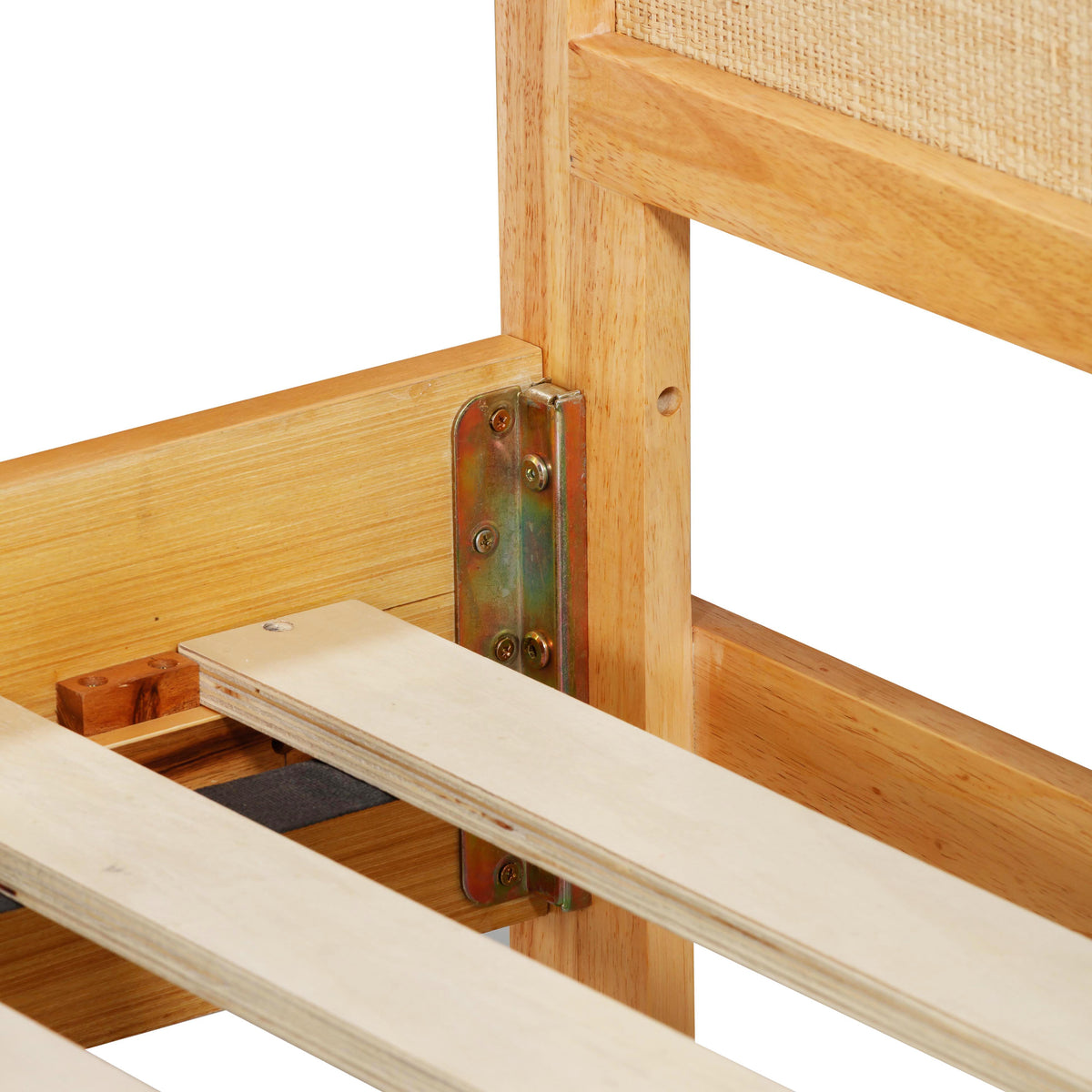 Grappa Natural Wood &amp; Raffia Bed