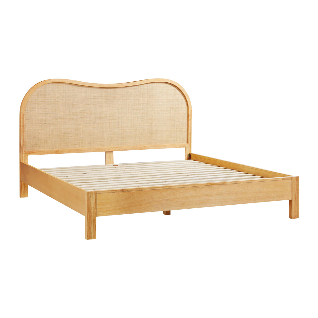 Grappa Natural Wood &amp; Raffia Bed
