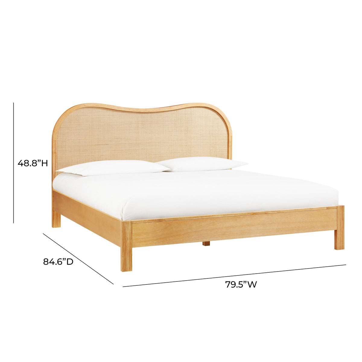 Grappa Natural Wood &amp; Raffia Bed