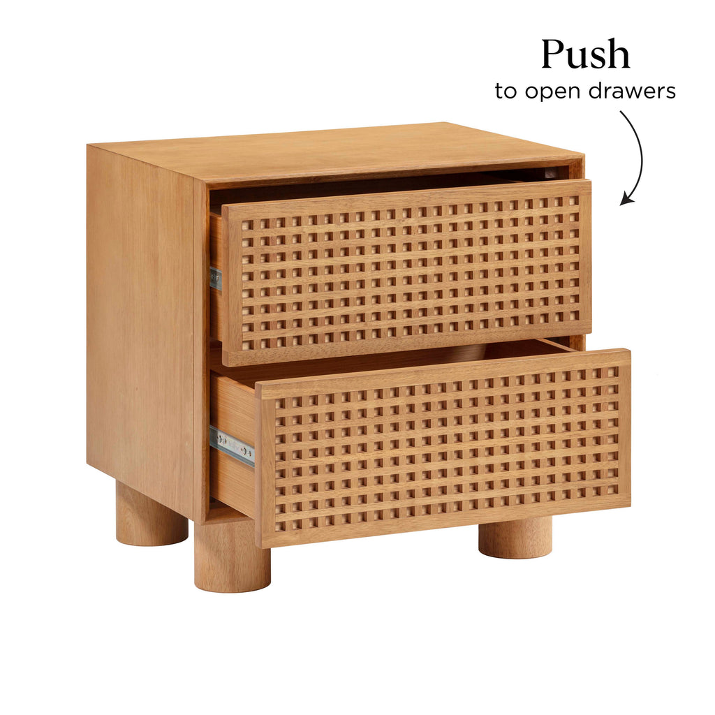 Miles 22" Natural Wood 2-Drawer Nightstand