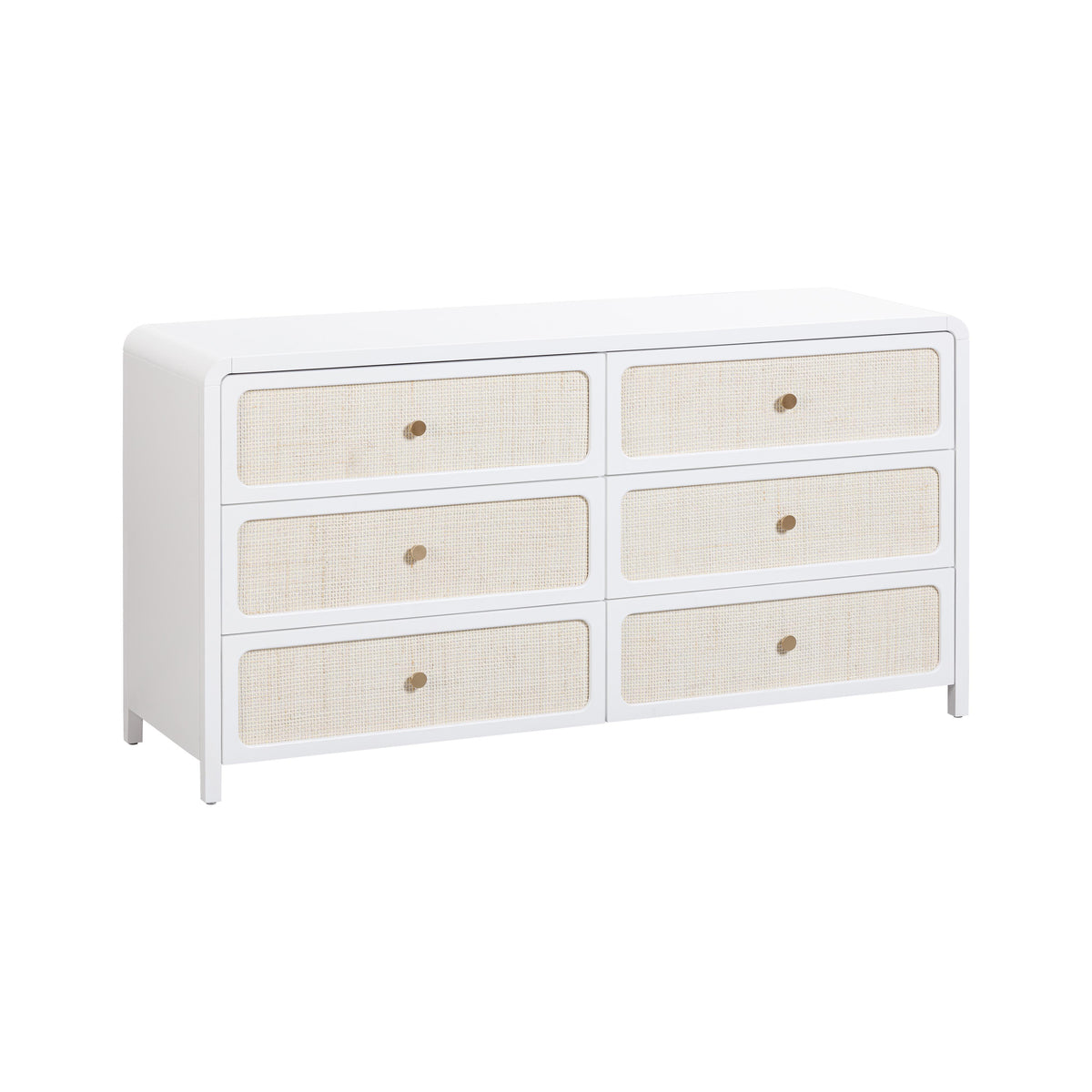 Patty 62" Rattan 6 Drawer Dresser — White null