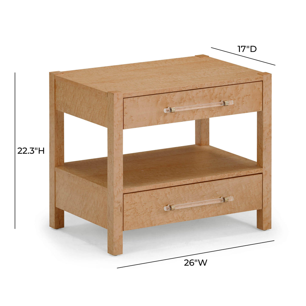 Brandyss 26" Burl 2-Drawer Nightstand