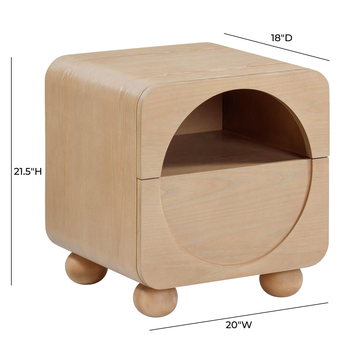 Moonrise 20" Natural Ash Nightstand With Drawer