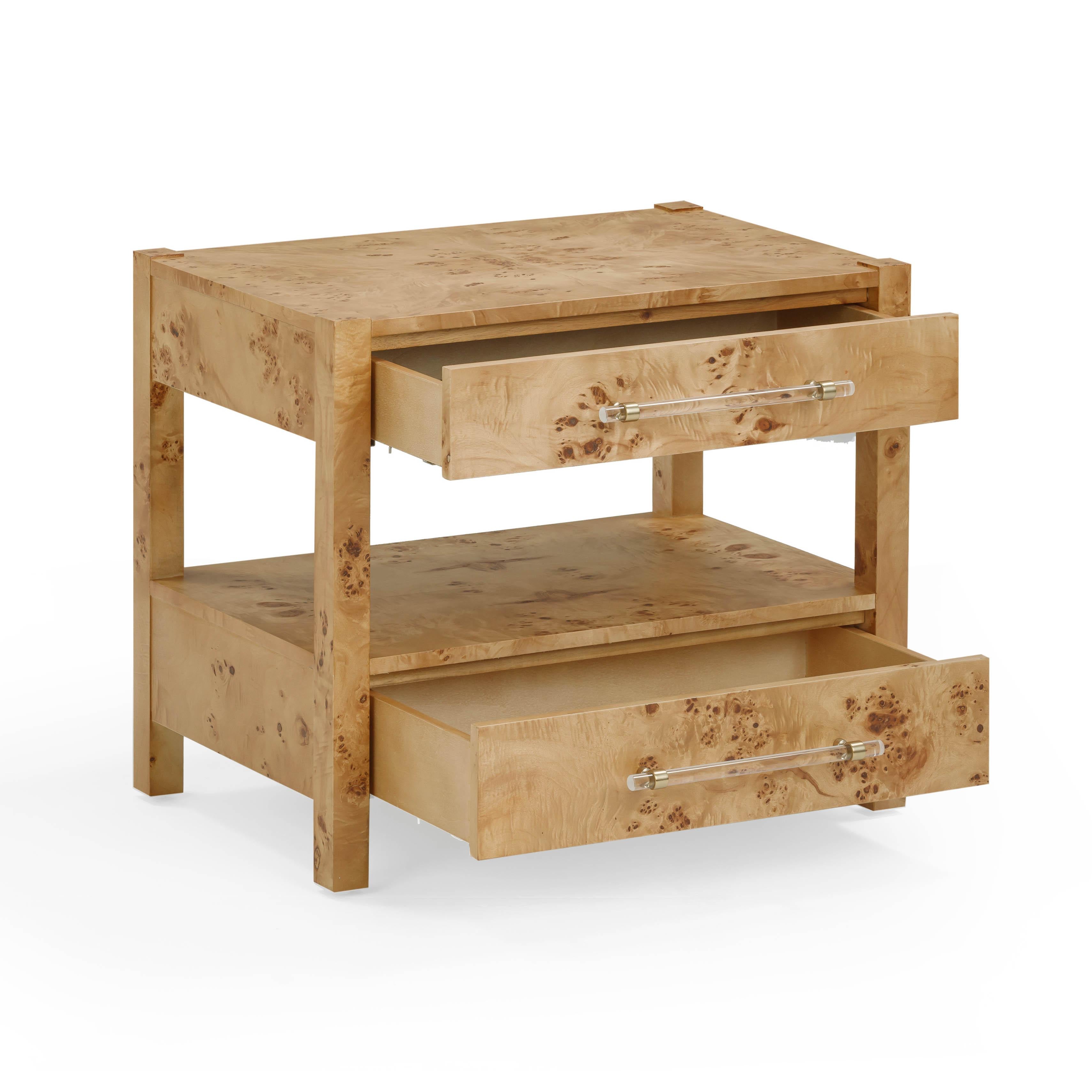 Brandyss 26" Burl 2-Drawer Nightstand