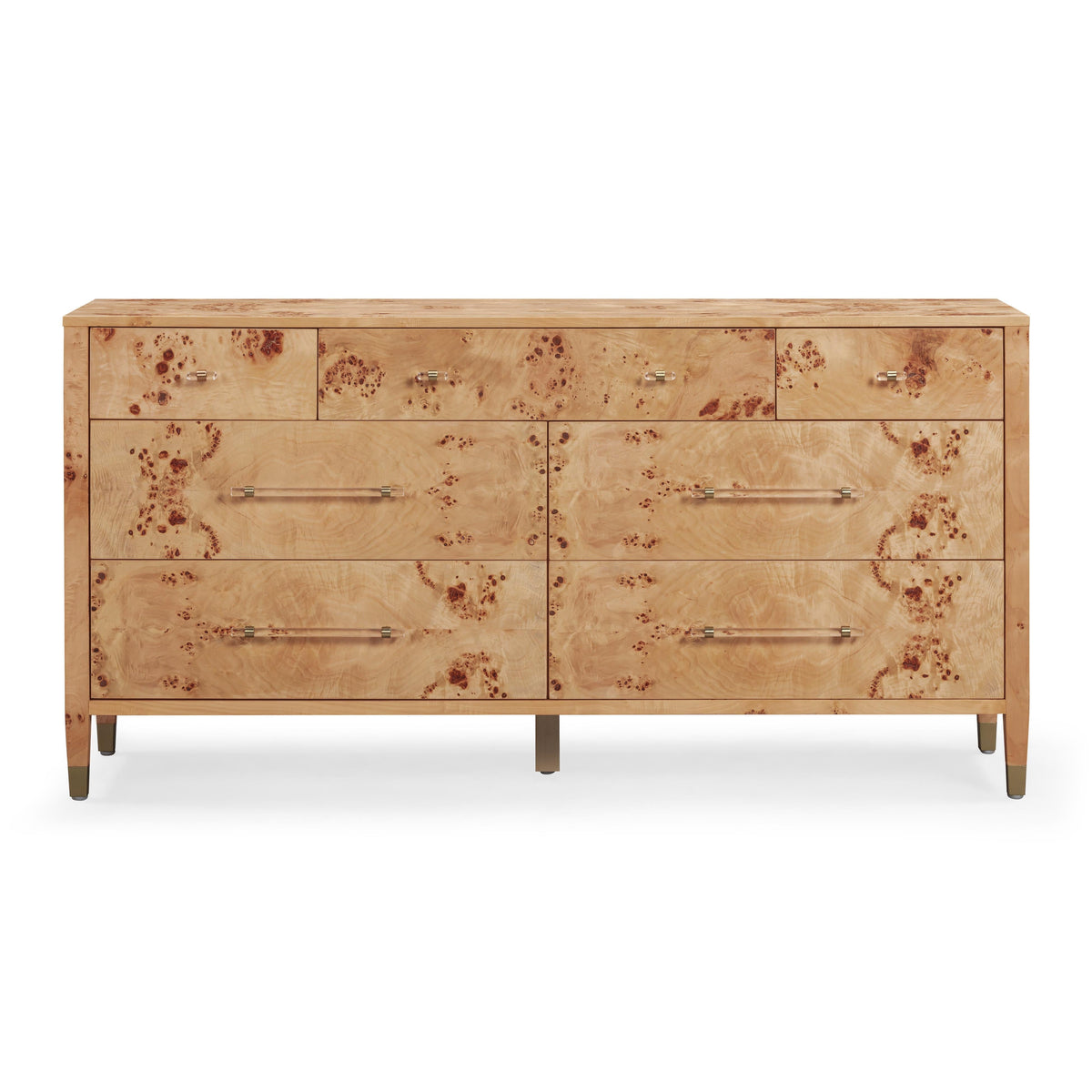 Brandyss 62" Burl 7-Drawer Dresser — Honey null