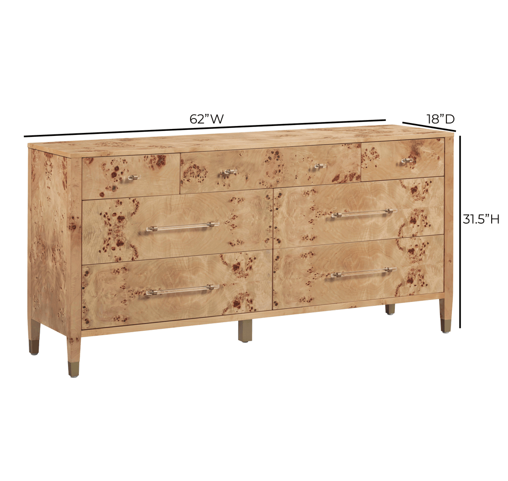 Brandyss 62" Burl 7-Drawer Dresser