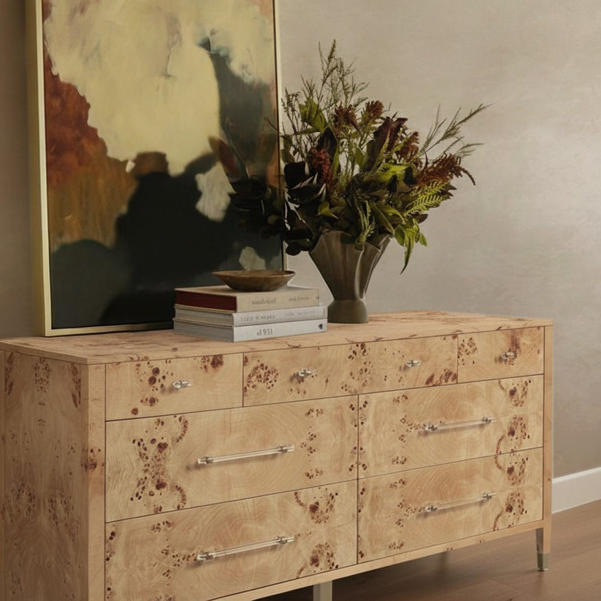 Brandyss 62" Burl 7-Drawer Dresser