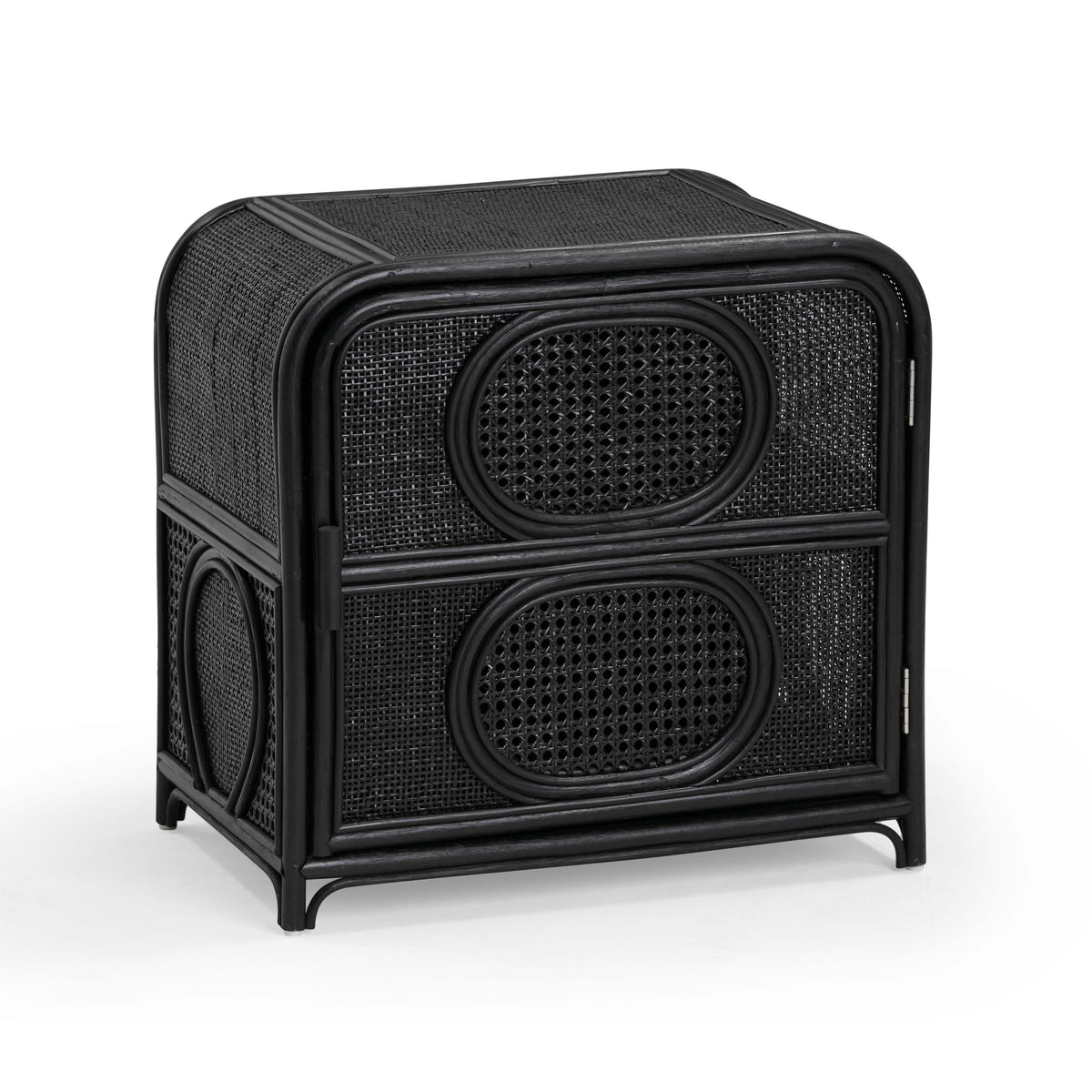 Tina 27" Rattan Nightstand With Storage — Black null