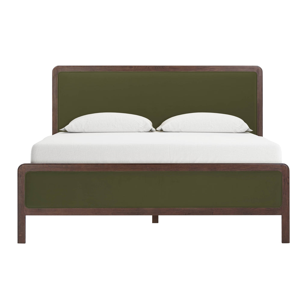 Hella Contract-Grade Velvet and Ash Wood Bed — Forest Green King