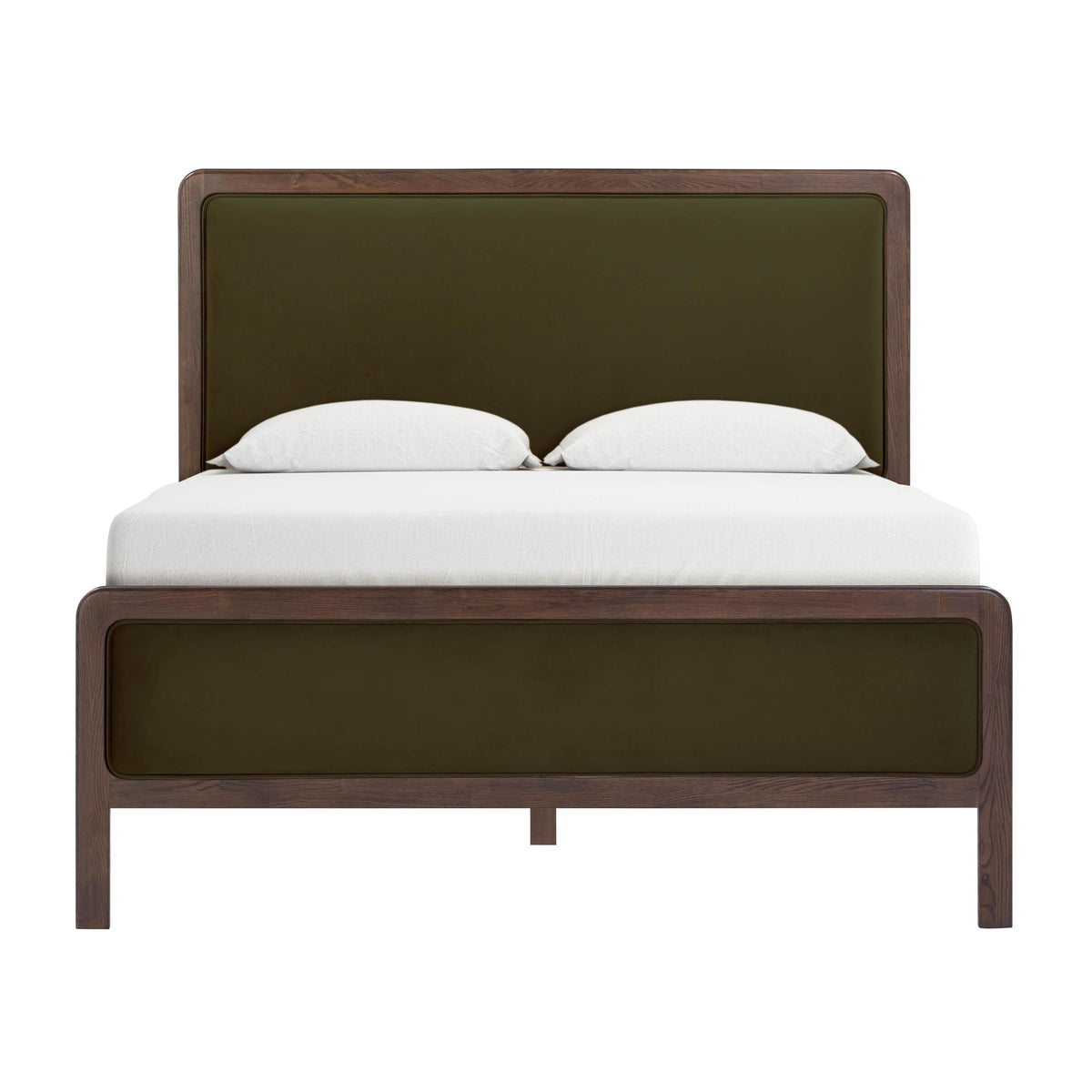 Hella Contract-Grade Velvet and Ash Wood Bed — Forest Green Queen
