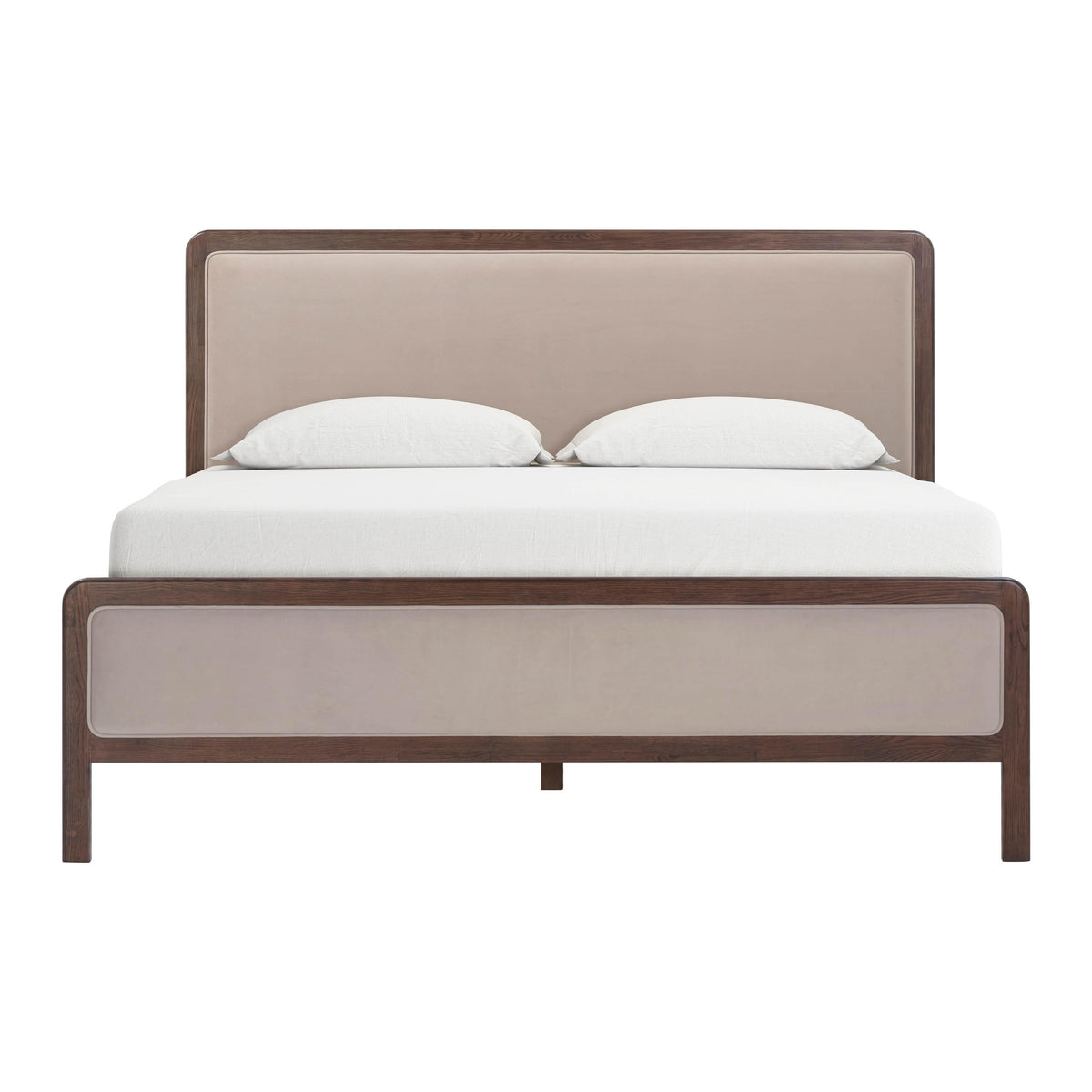 Hella Contract-Grade Velvet and Ash Wood Bed — Taupe King