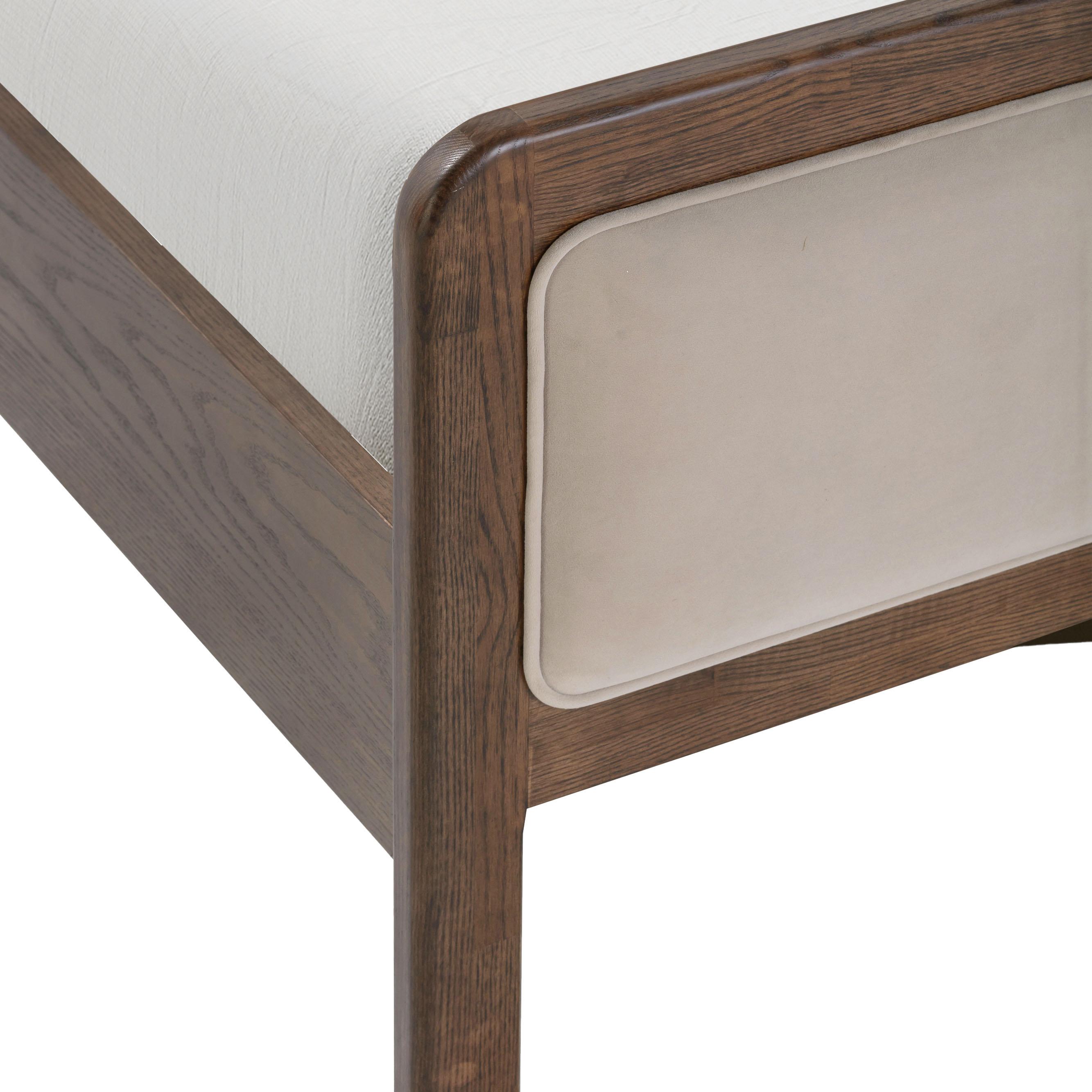Hella Contract-Grade Velvet and Ash Wood Bed