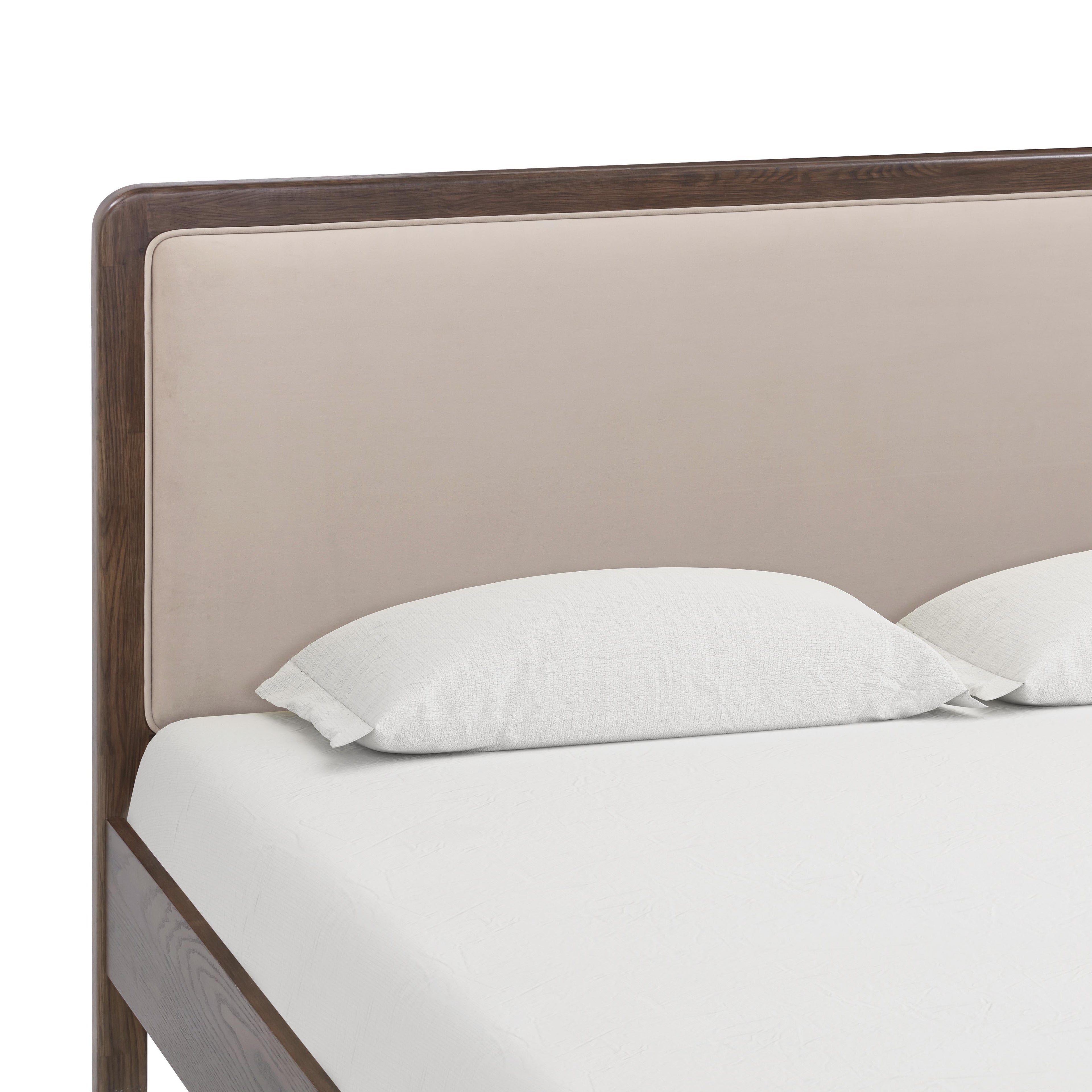 Hella Contract-Grade Velvet and Ash Wood Bed