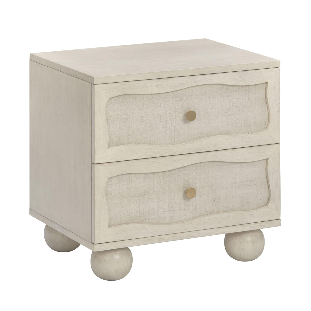 Grappa 22" Wood &amp; Raffia Wavy 2-Drawer Nightstand