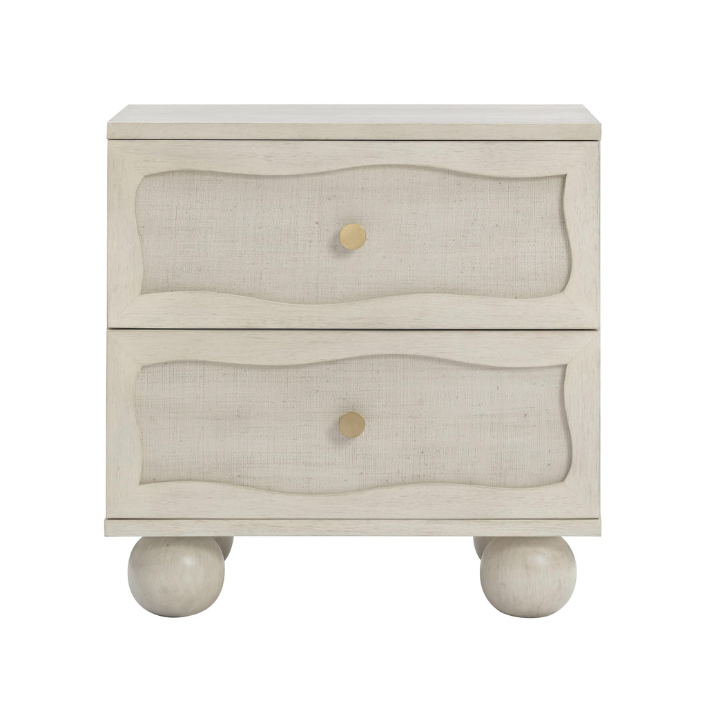 Grappa 22" Wood &amp; Raffia Wavy 2-Drawer Nightstand
