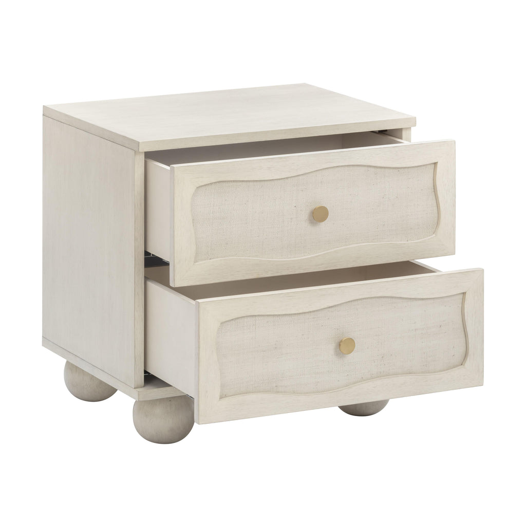 Grappa 22" Wood &amp; Raffia Wavy 2-Drawer Nightstand