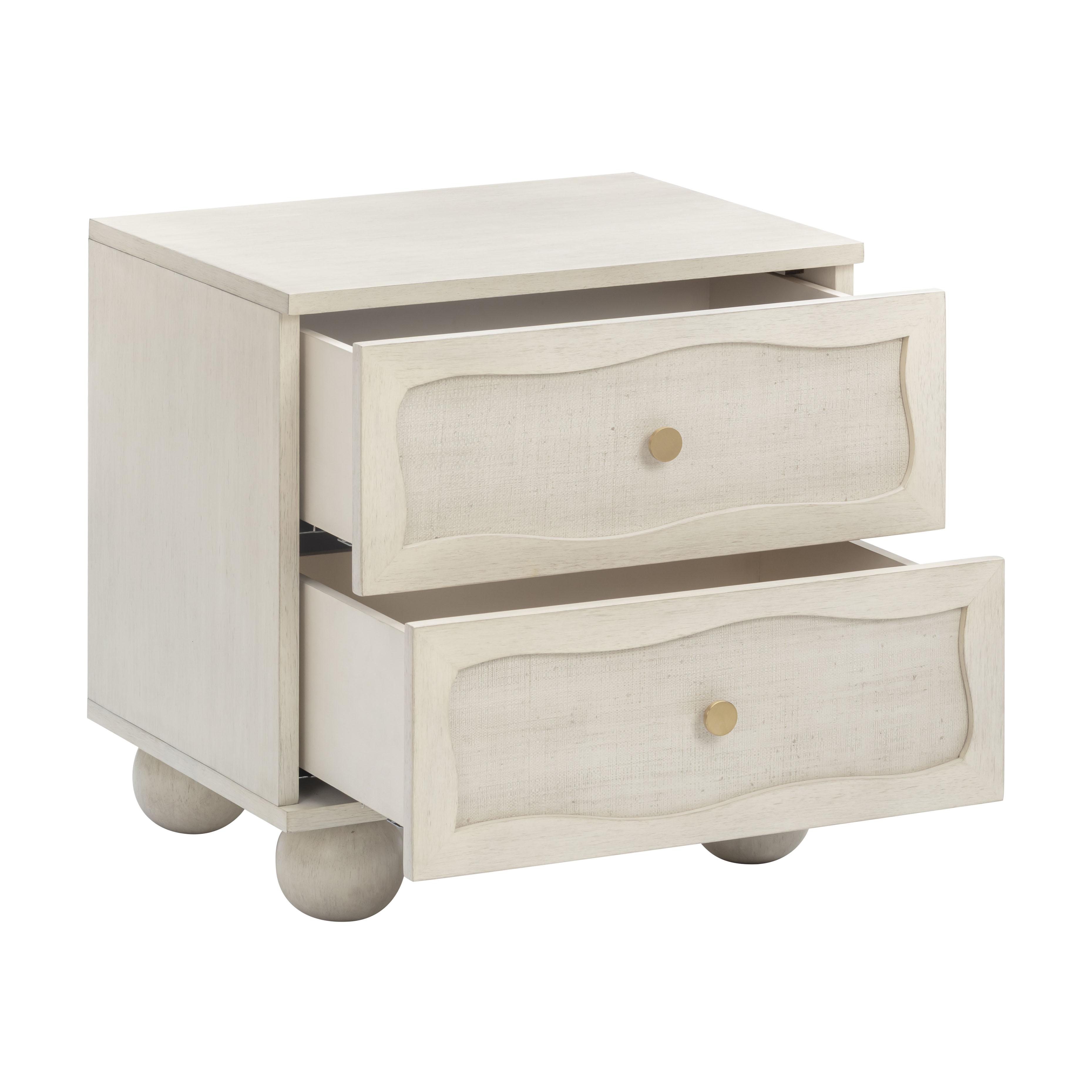 Grappa 22" Wood &amp; Raffia Wavy 2-Drawer Nightstand