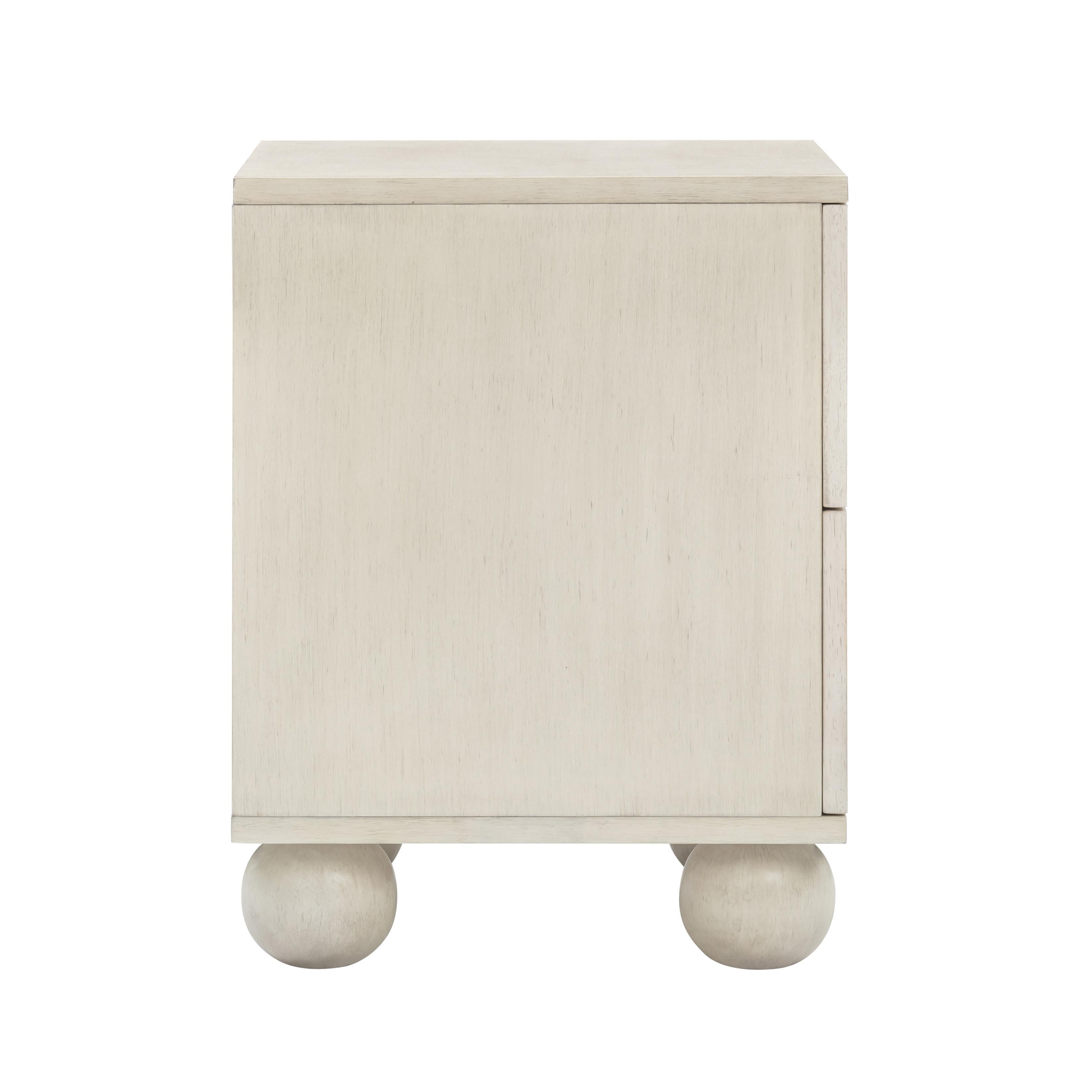 Grappa 22" Wood &amp; Raffia Wavy 2-Drawer Nightstand