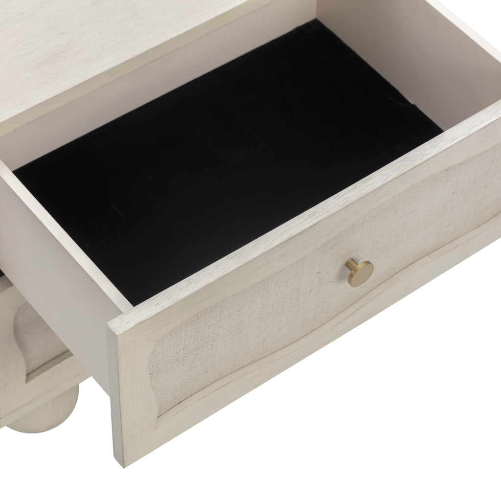 Grappa 22" Wood &amp; Raffia Wavy 2-Drawer Nightstand