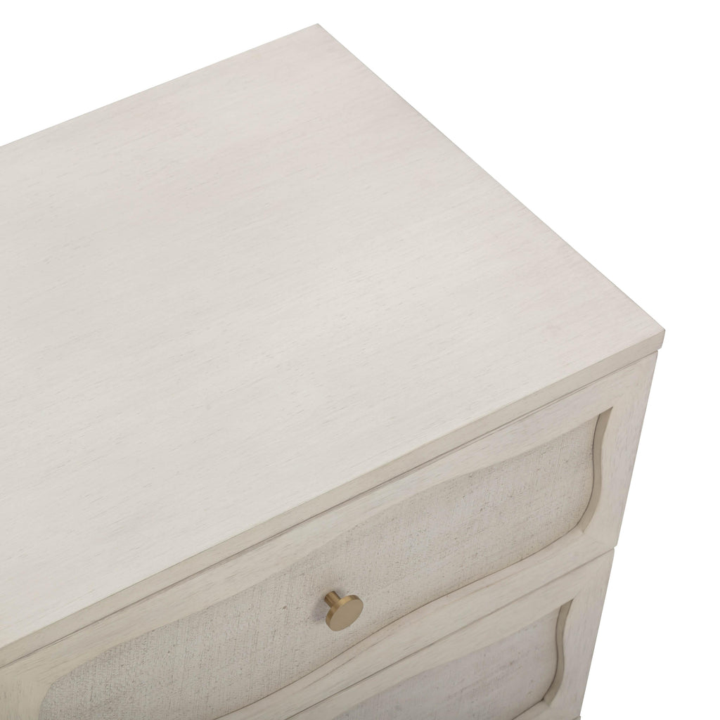 Grappa 22" Wood &amp; Raffia Wavy 2-Drawer Nightstand