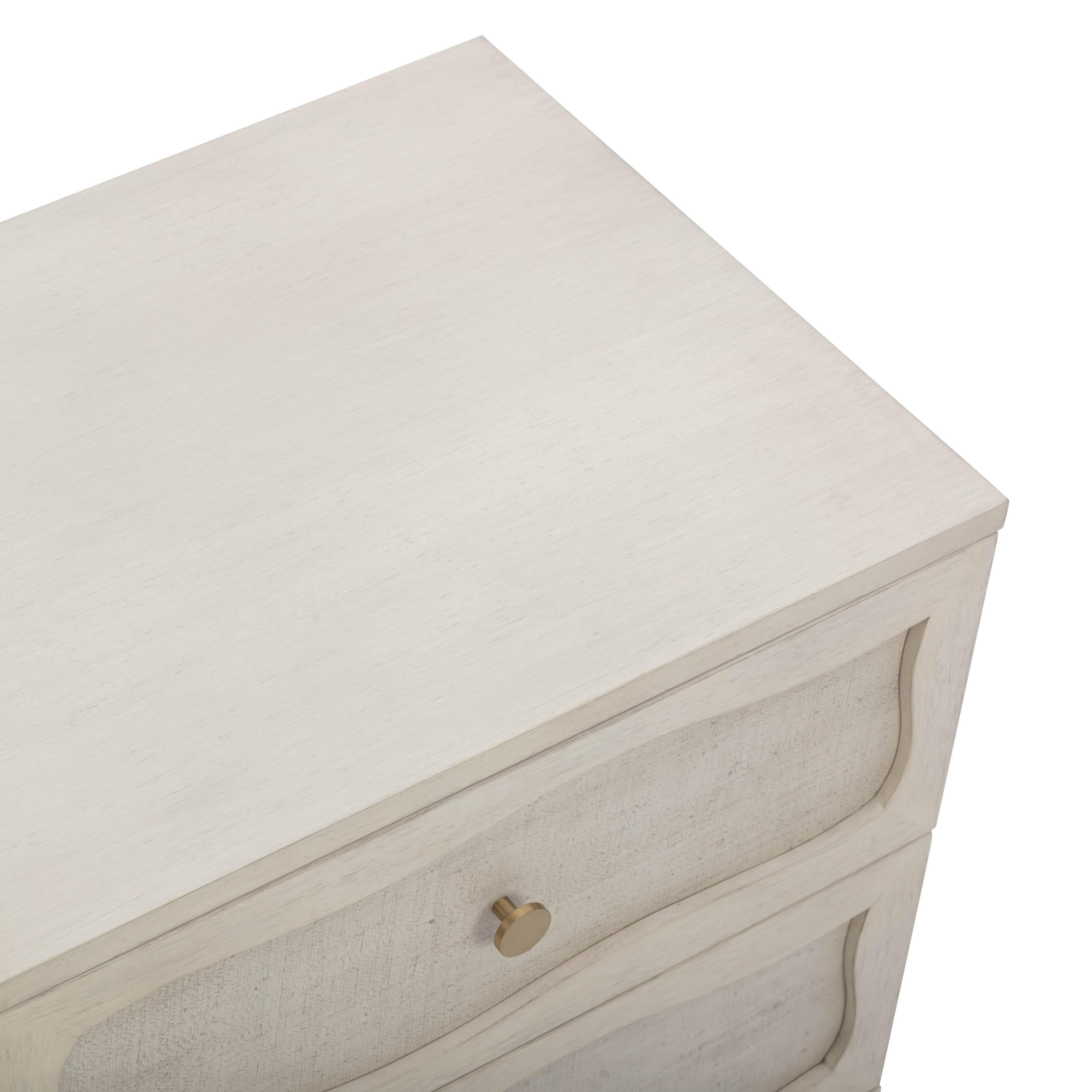 Grappa 22" Wood &amp; Raffia Wavy 2-Drawer Nightstand