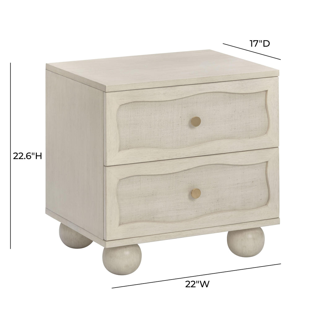 Grappa 22" Wood &amp; Raffia Wavy 2-Drawer Nightstand