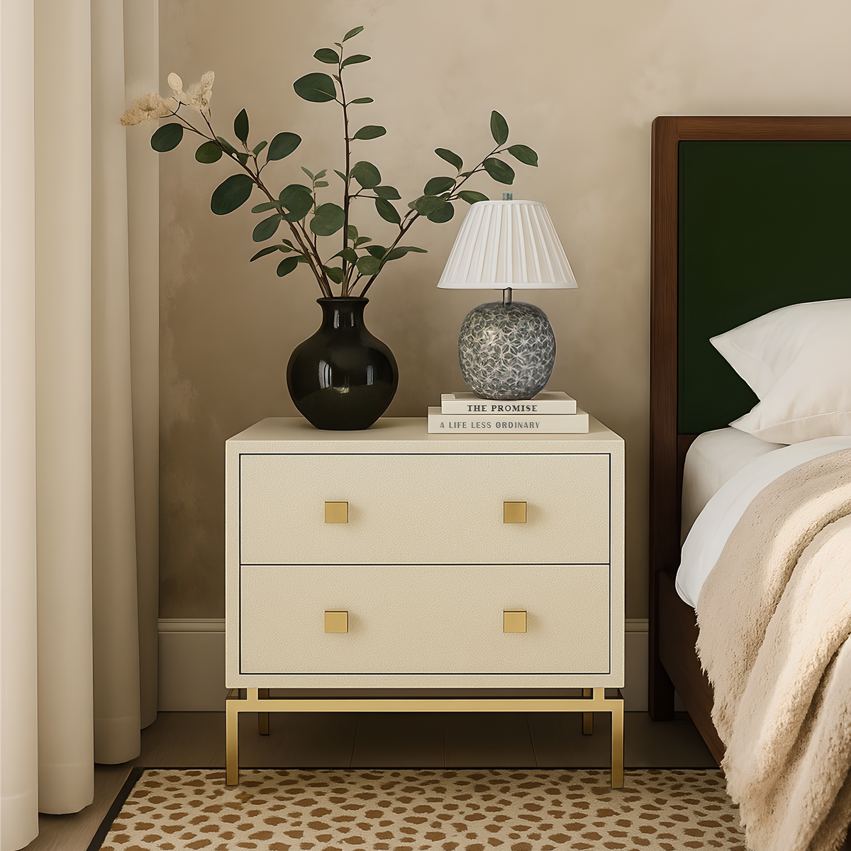 Pesce 25" Faux Shagreen 2-Drawer Nightstand