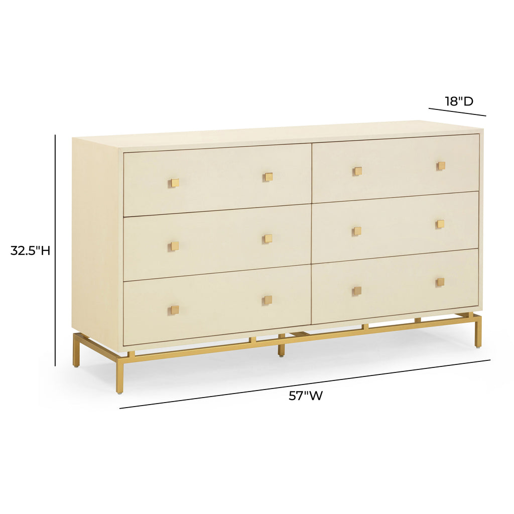 Pesce 57" Faux Shagreen 6-Drawer Dresser