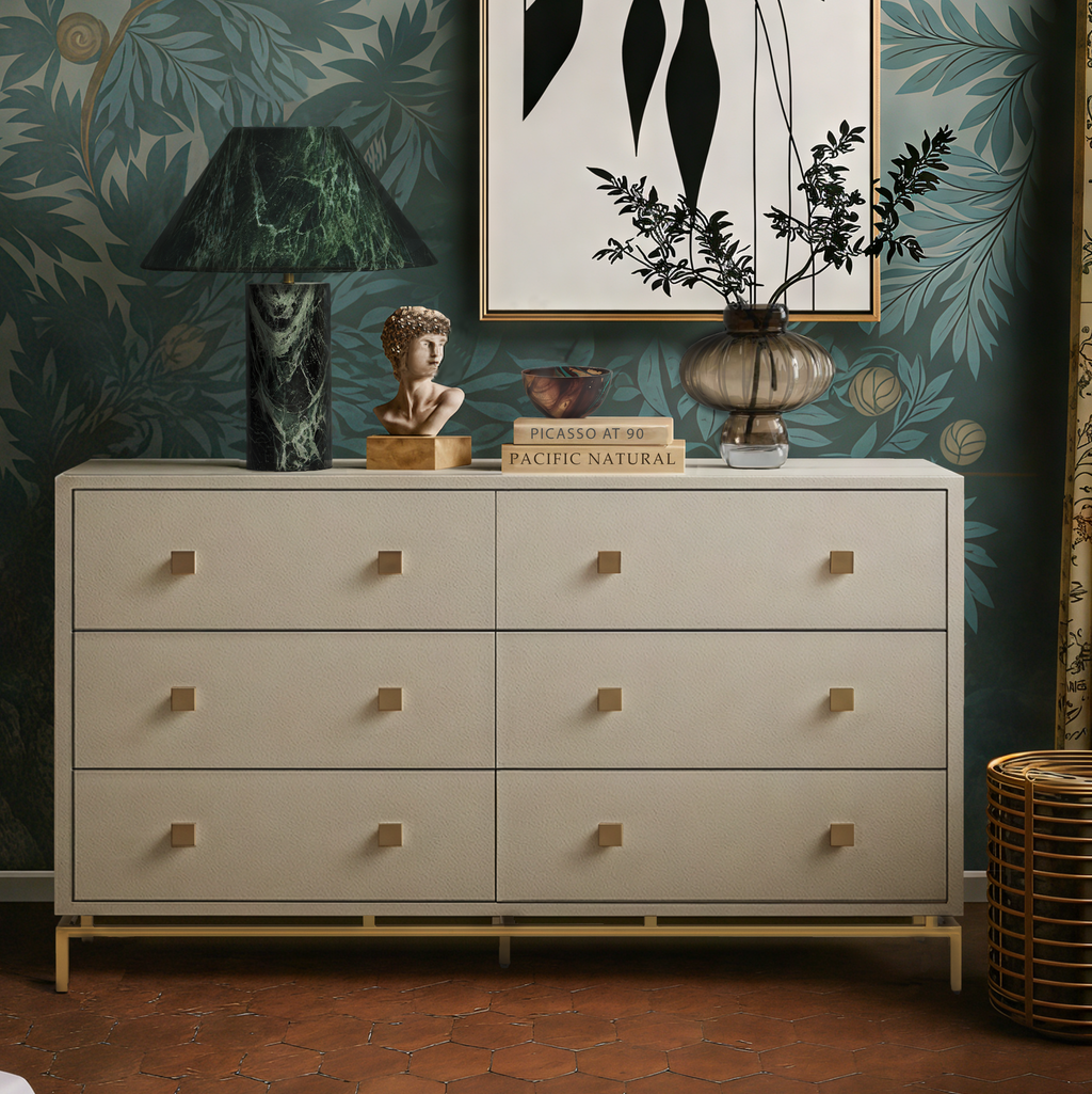 Pesce 57" Faux Shagreen 6-Drawer Dresser