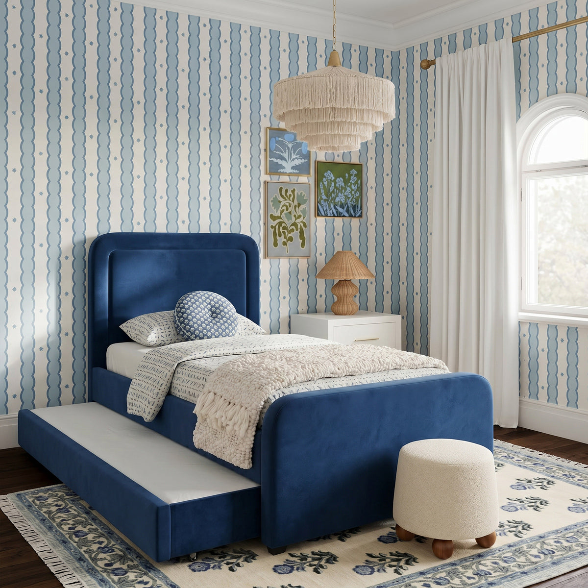 Briella Performance Velvet Trundle Bed in Twin
