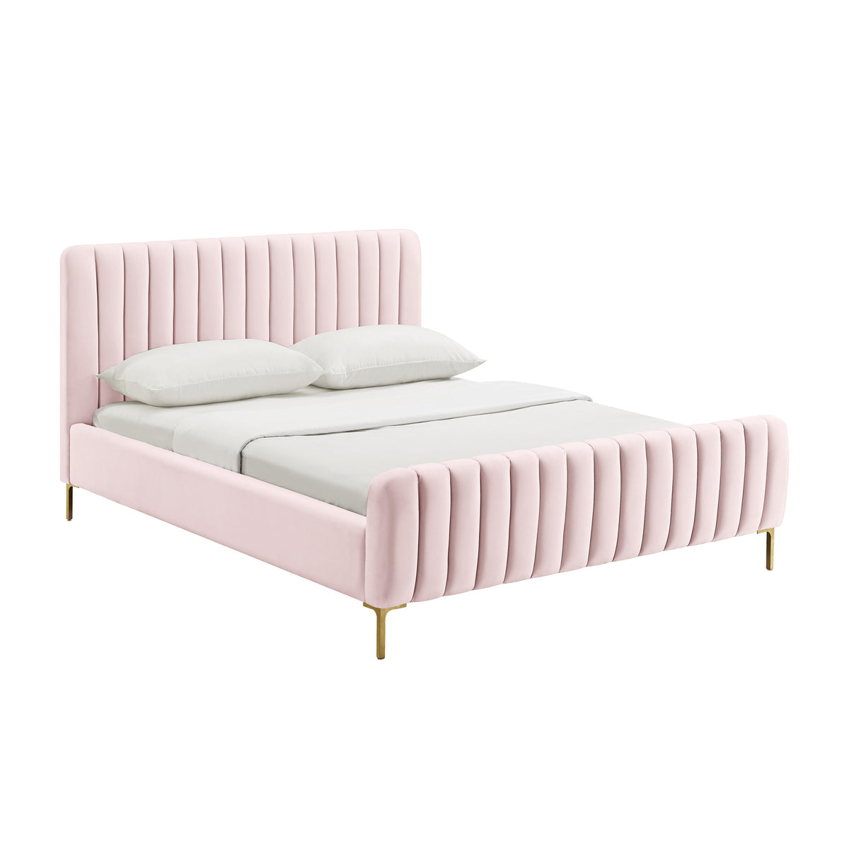 Angela Performance Velvet Bed — Blush Queen