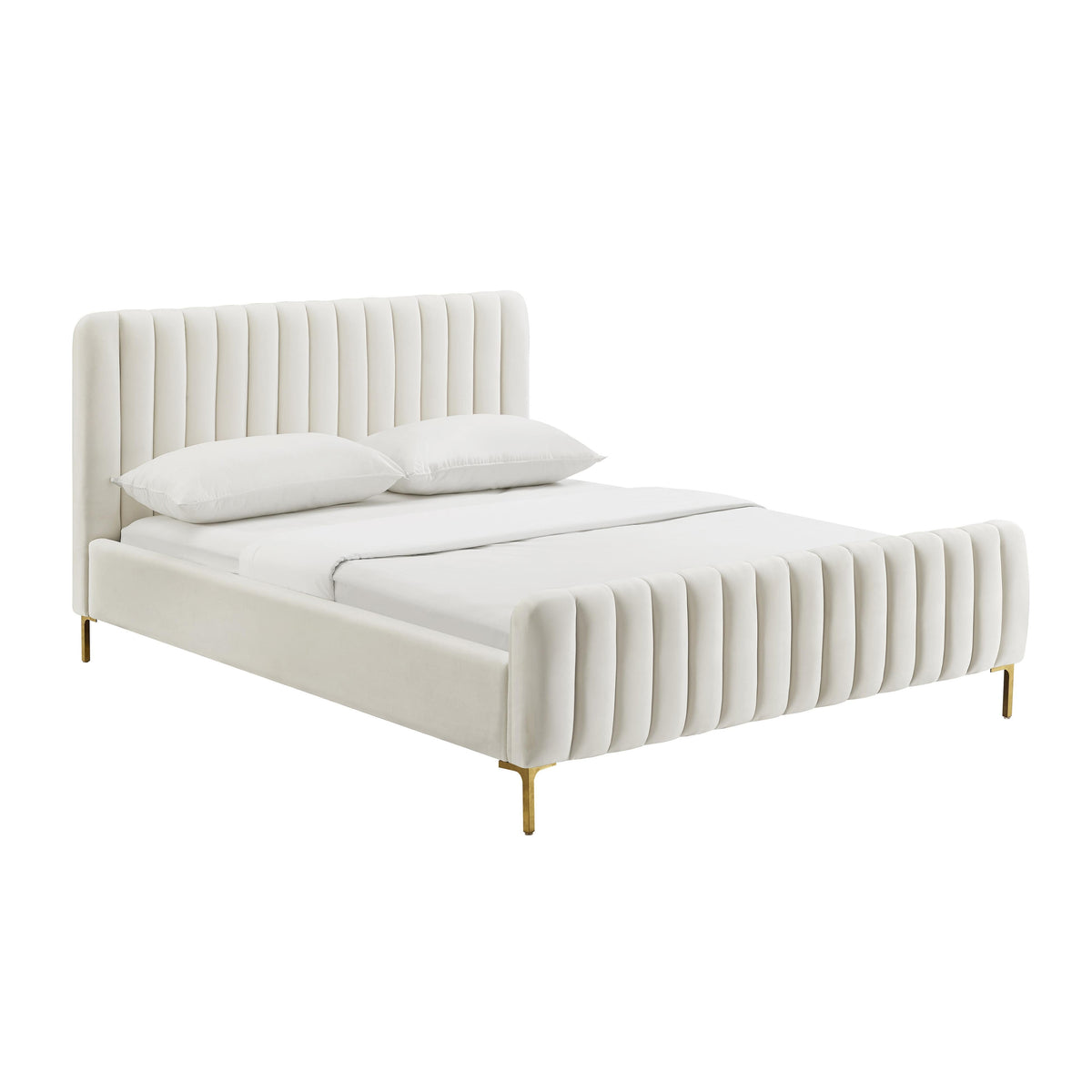 Angela Performance Velvet Bed — Cream Queen