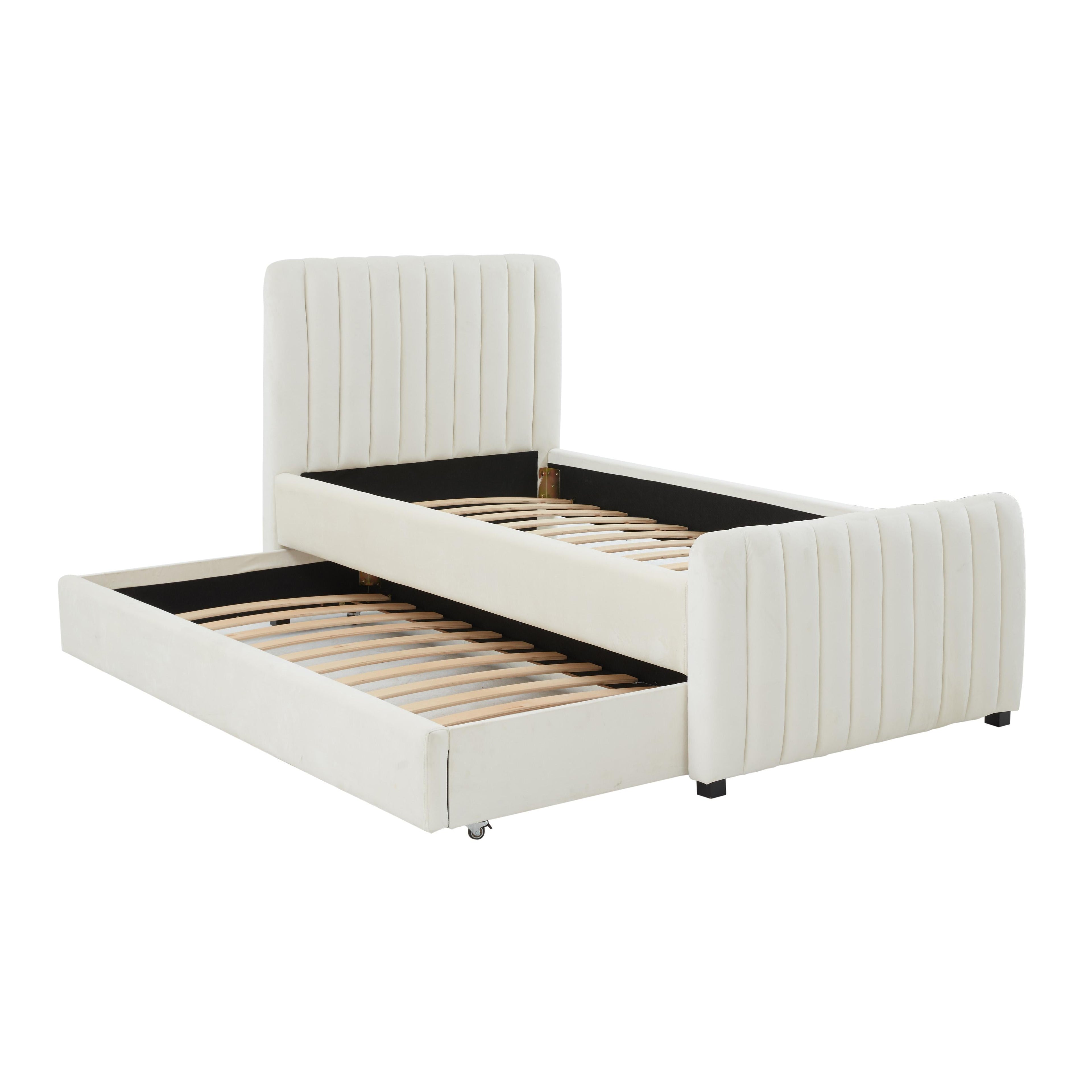 Angela Performance Velvet Trundle Bed in Twin