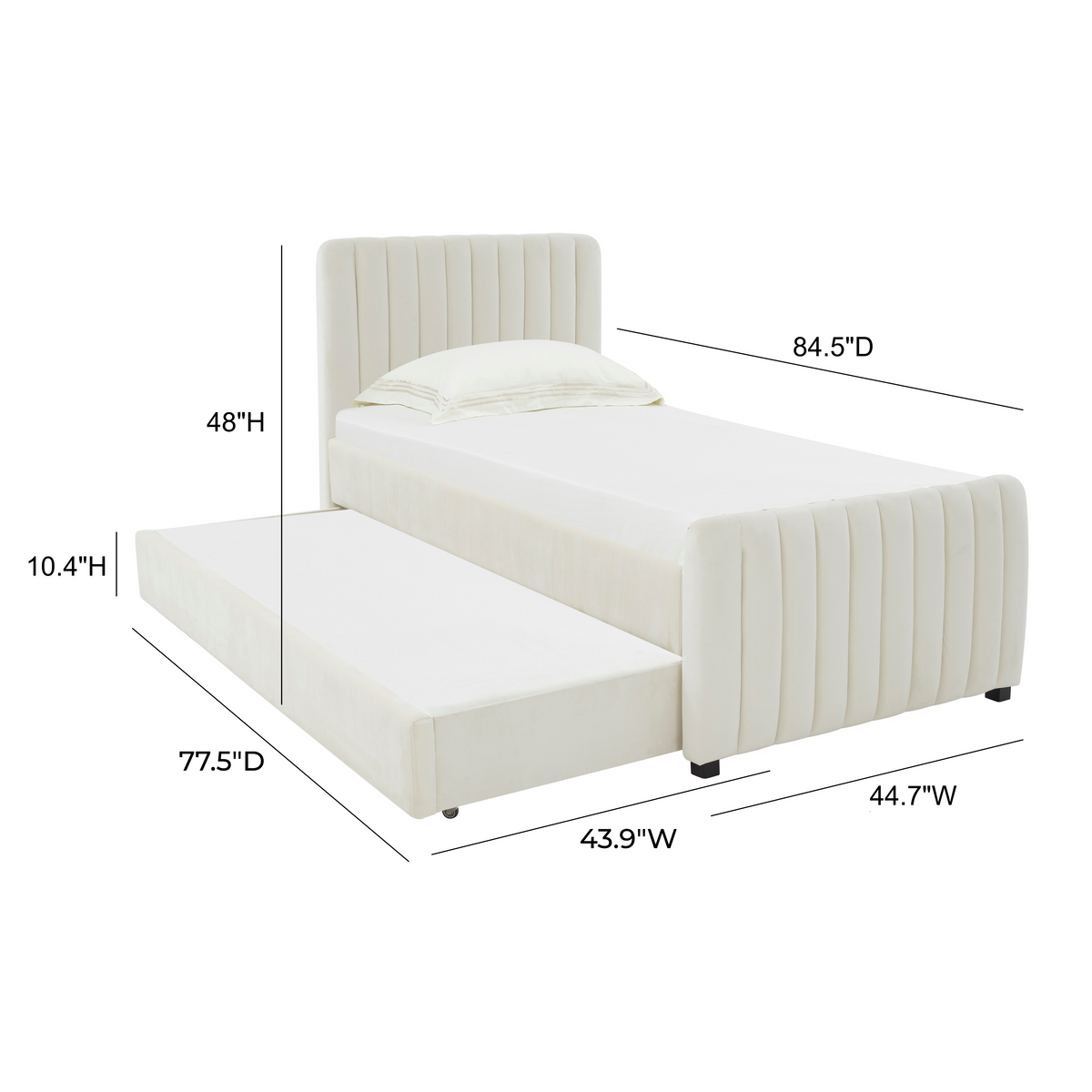 Angela Performance Velvet Trundle Bed in Twin
