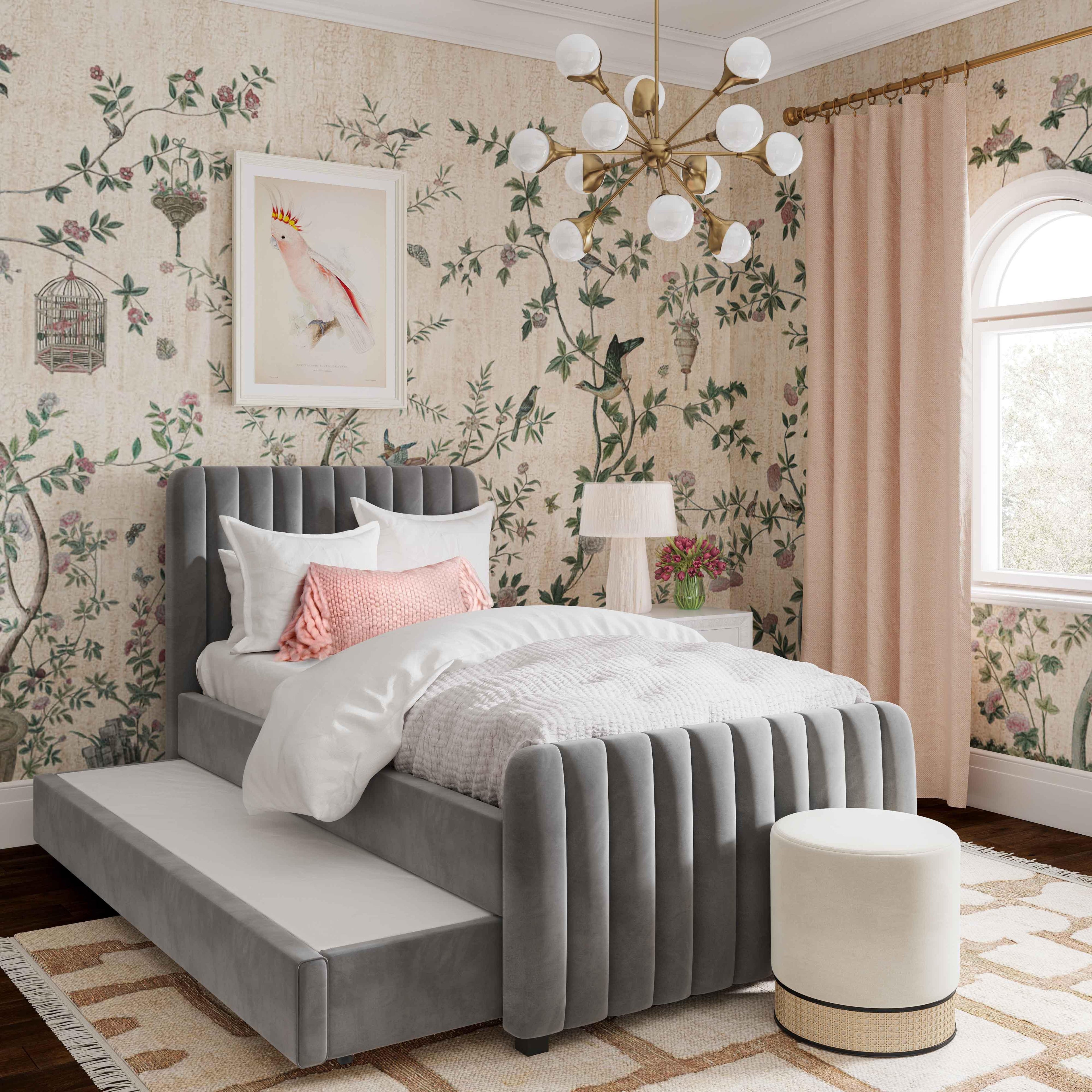 Angela Performance Velvet Trundle Bed in Twin