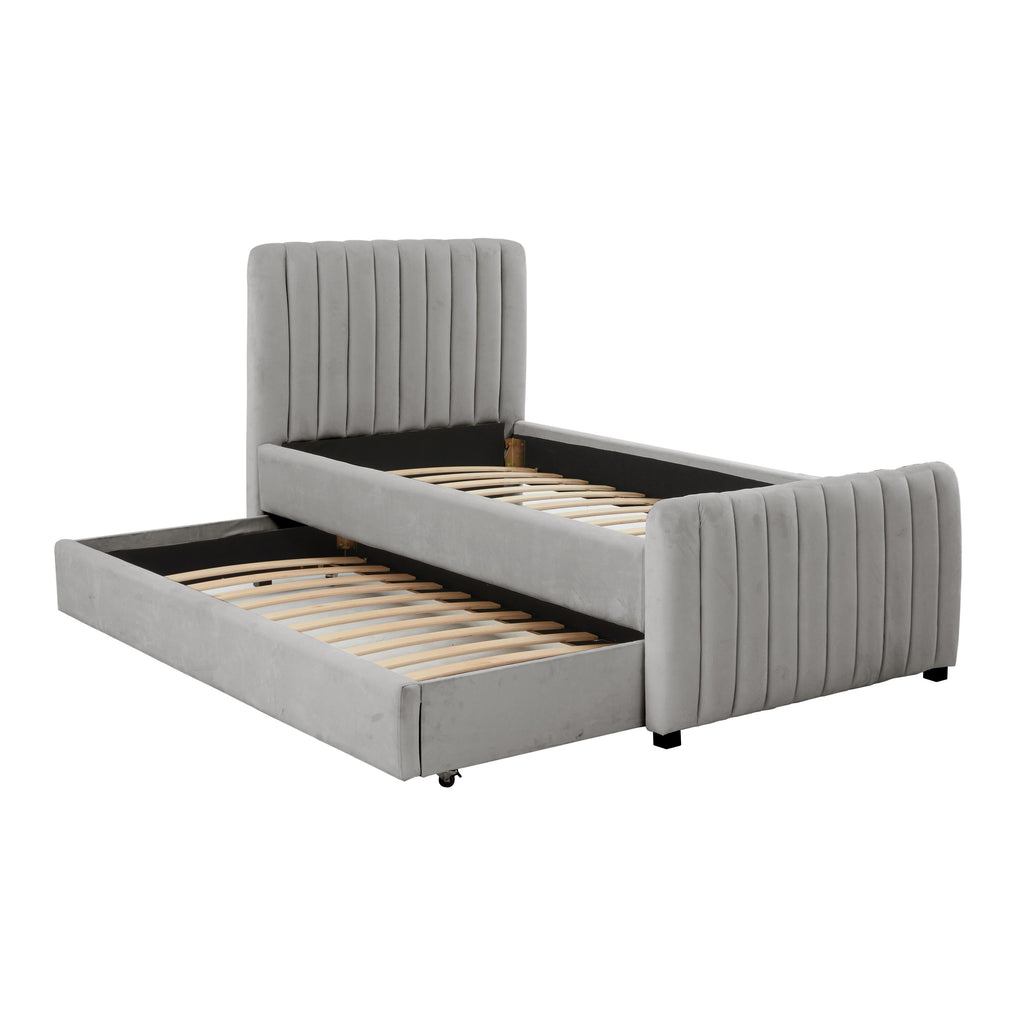 Angela Performance Velvet Trundle Bed in Twin