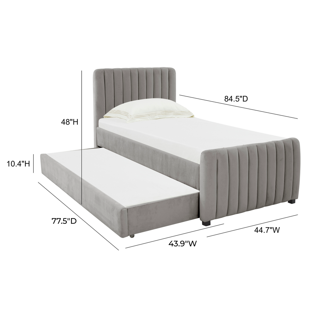 Angela Performance Velvet Trundle Bed in Twin