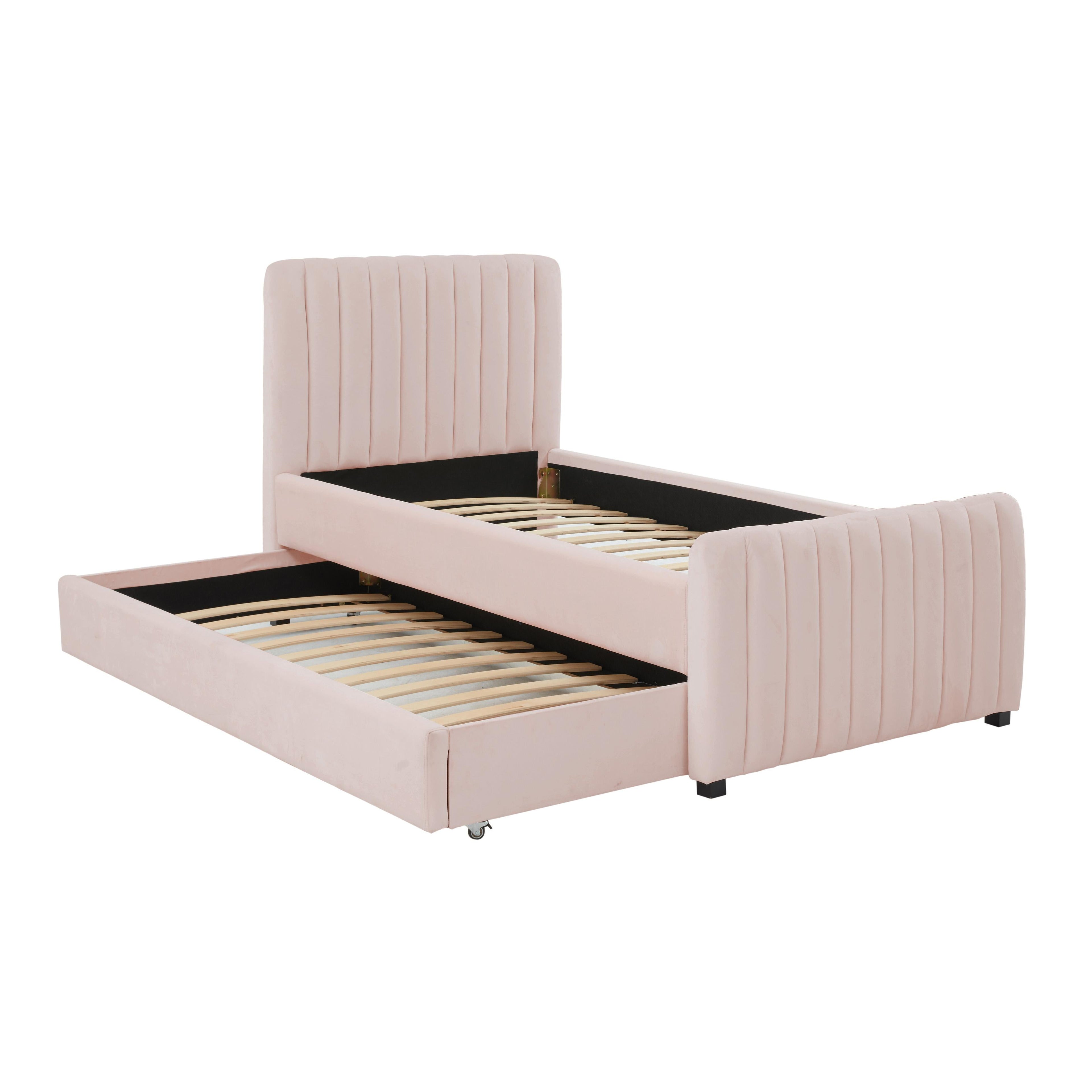 Angela Performance Velvet Trundle Bed in Twin