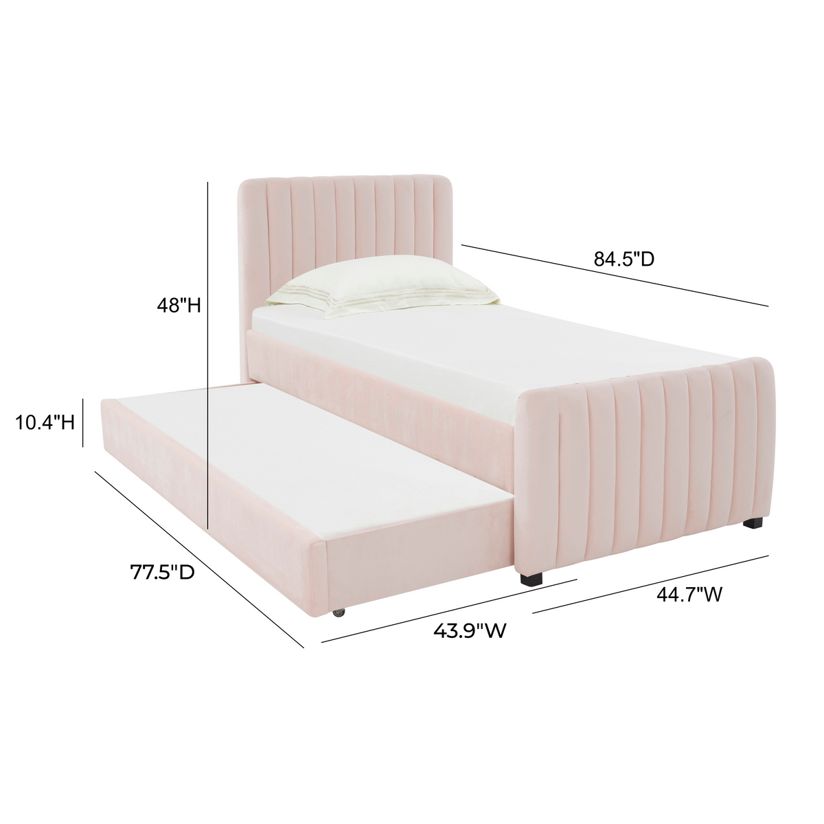 Angela Performance Velvet Trundle Bed in Twin