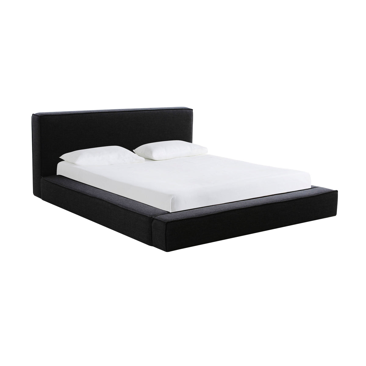 Olafur Performance Linen Upholstered Bed — Black Queen